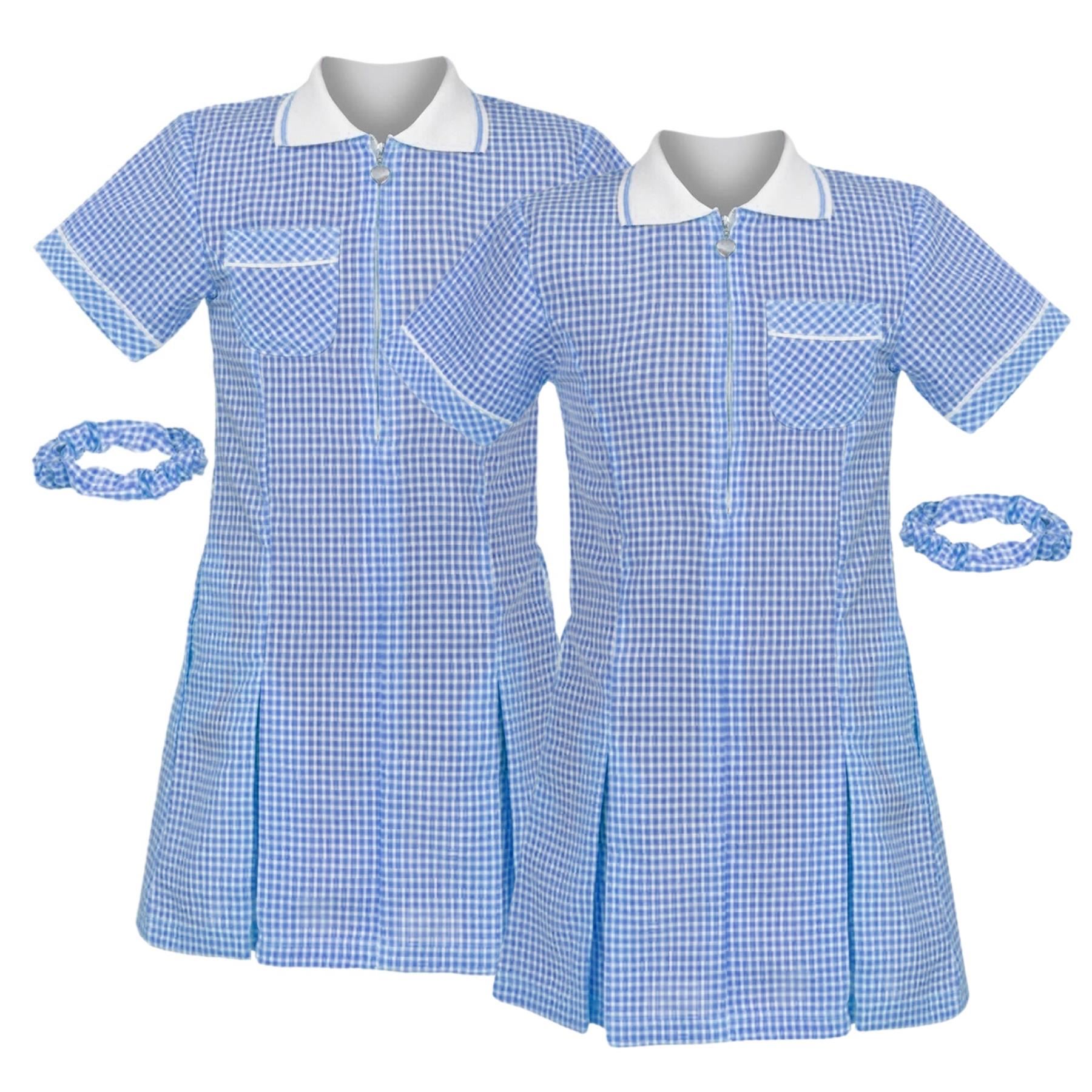 Mädchen Gingham Schule Kurzarm Plissee Kleid Schuluniform Sommer 2er Pack - Bild 37 von 49