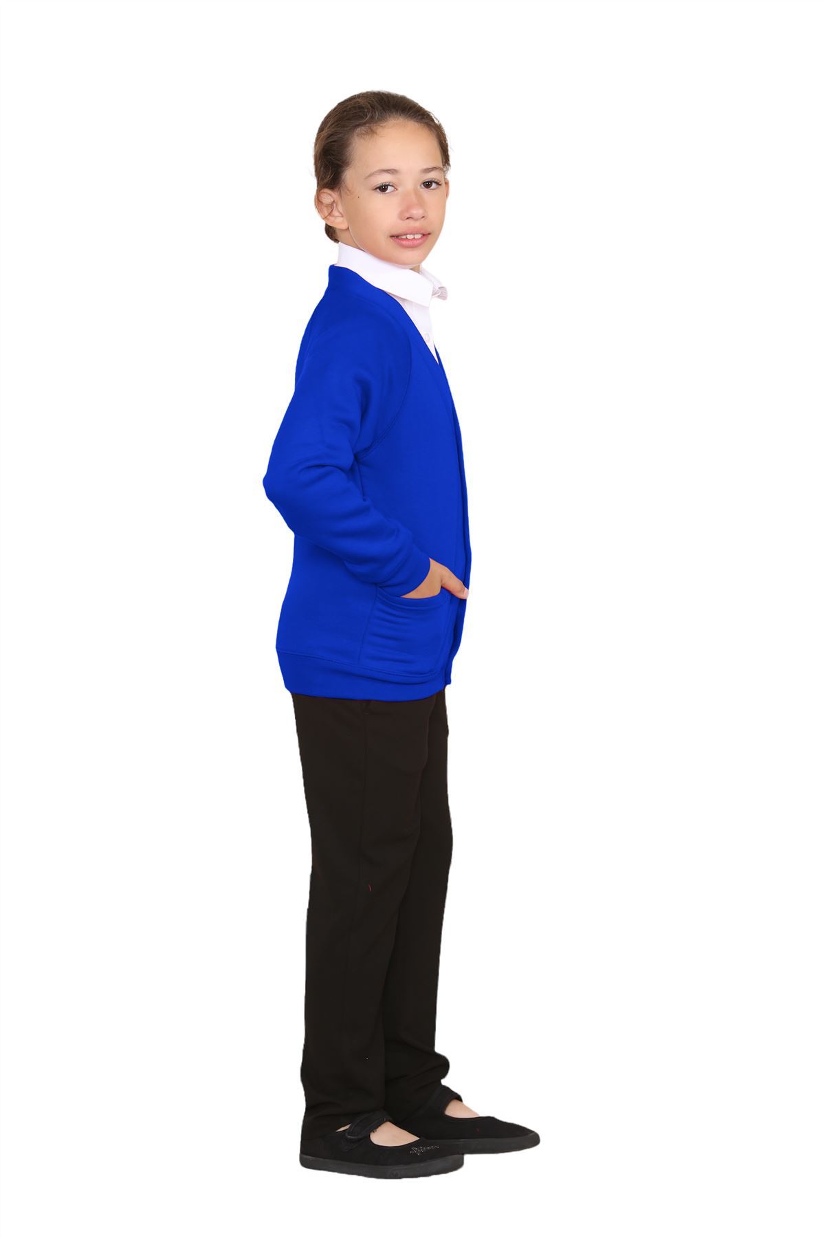 Niñas Cuello en V Cárdigan Uniforme Escolar Manga Larga Jersey Niños Niños Suéter 2-13 Años - Imagen 32 de 44