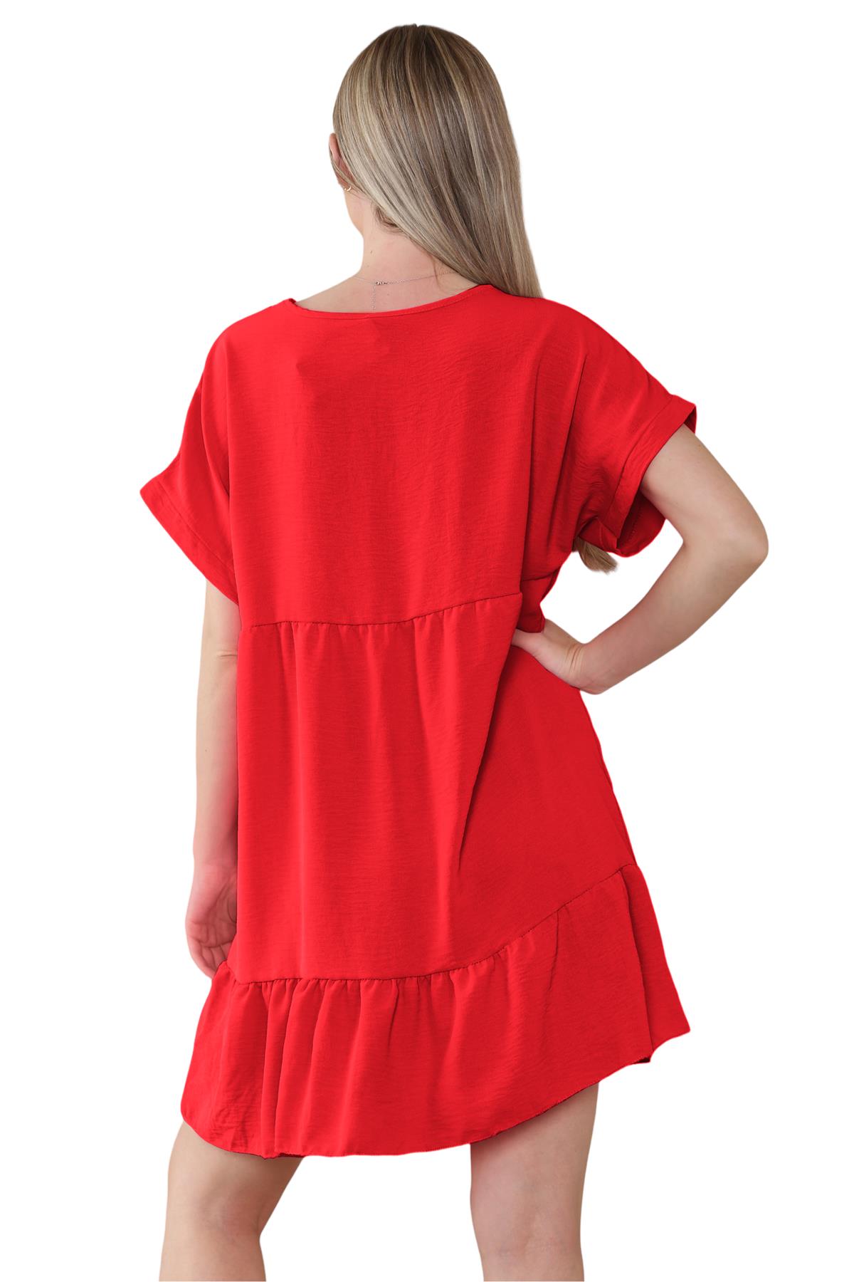 Mini top plisado liso italiano con cuello en V para mujer playa columpio - Imagen 31 de 54