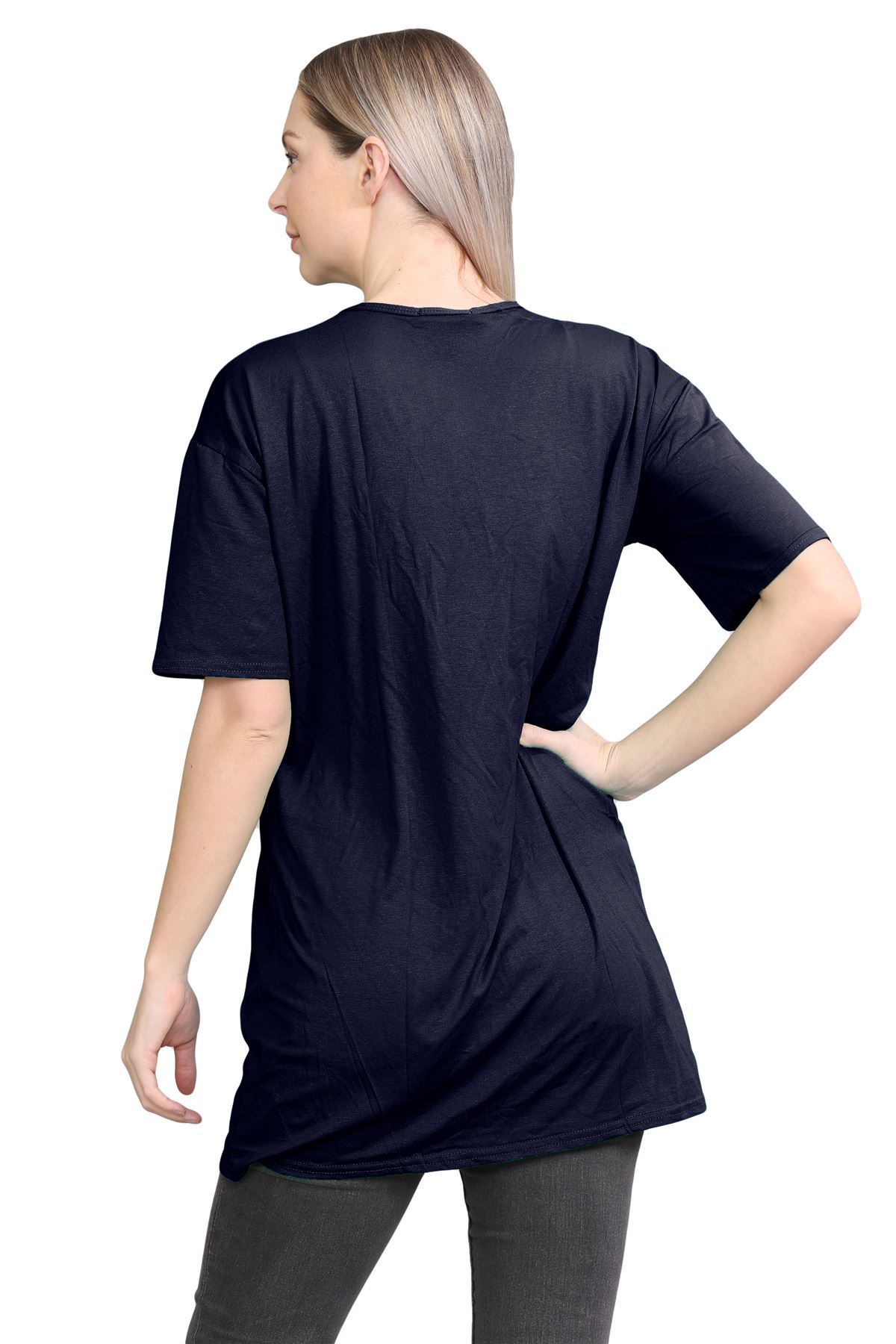 Womens Oversized T-Shirt Plain Baggy Short Sleeve Round Neck Basic Summer Top - Picture 16 of 44
