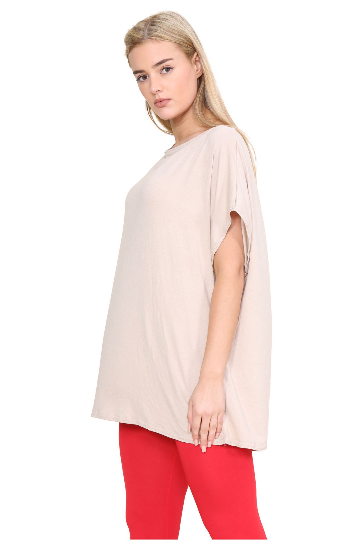 Schulterfreies Damen-T-Shirt Oberteil Fledermausärmel Oversize uni Freizeit Bardot Oberteil - Bild 191 von 225