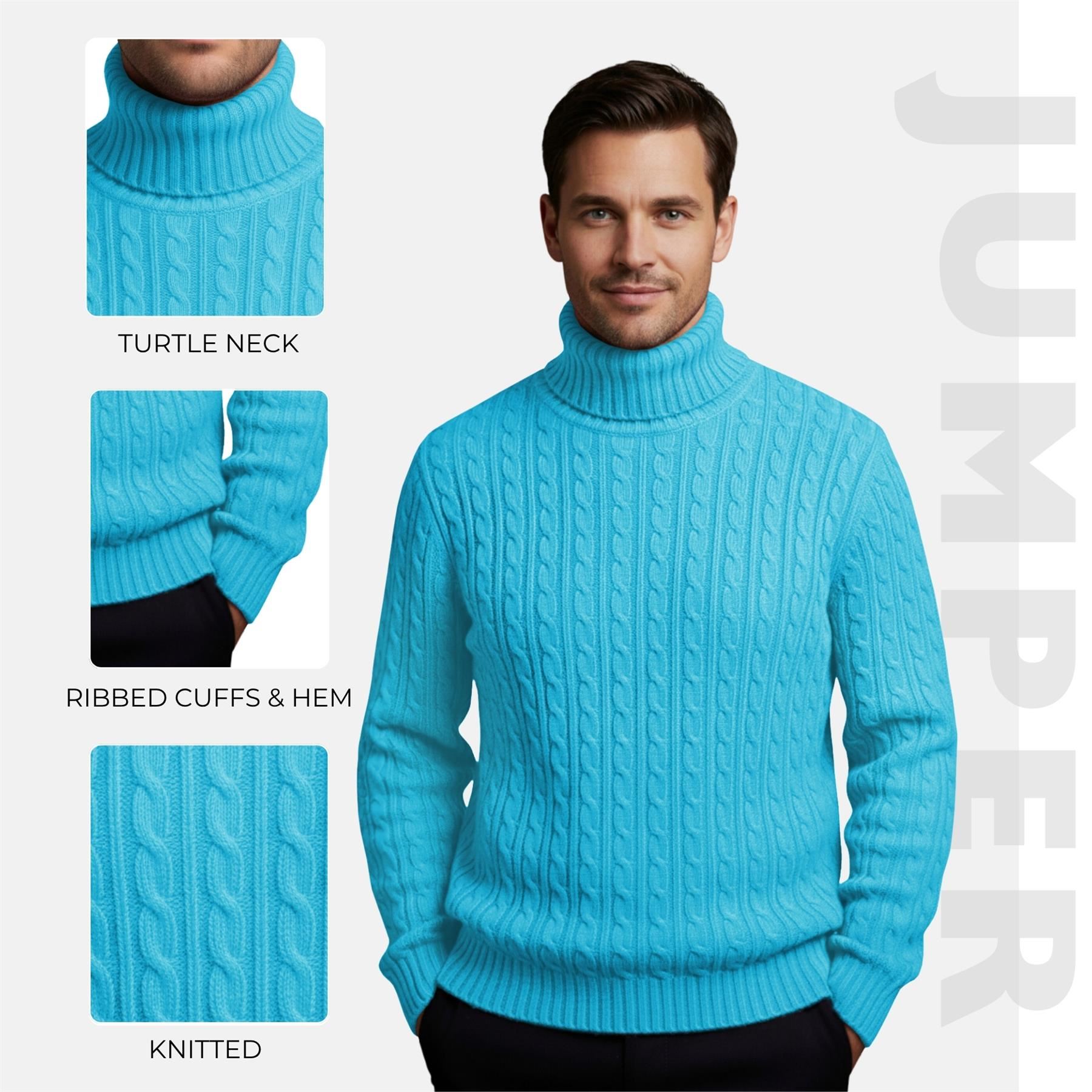 Herren Polo Rollkragen Langarm Pullover Zopfmuster Winterpullover Pulli - Bild 138 von 154