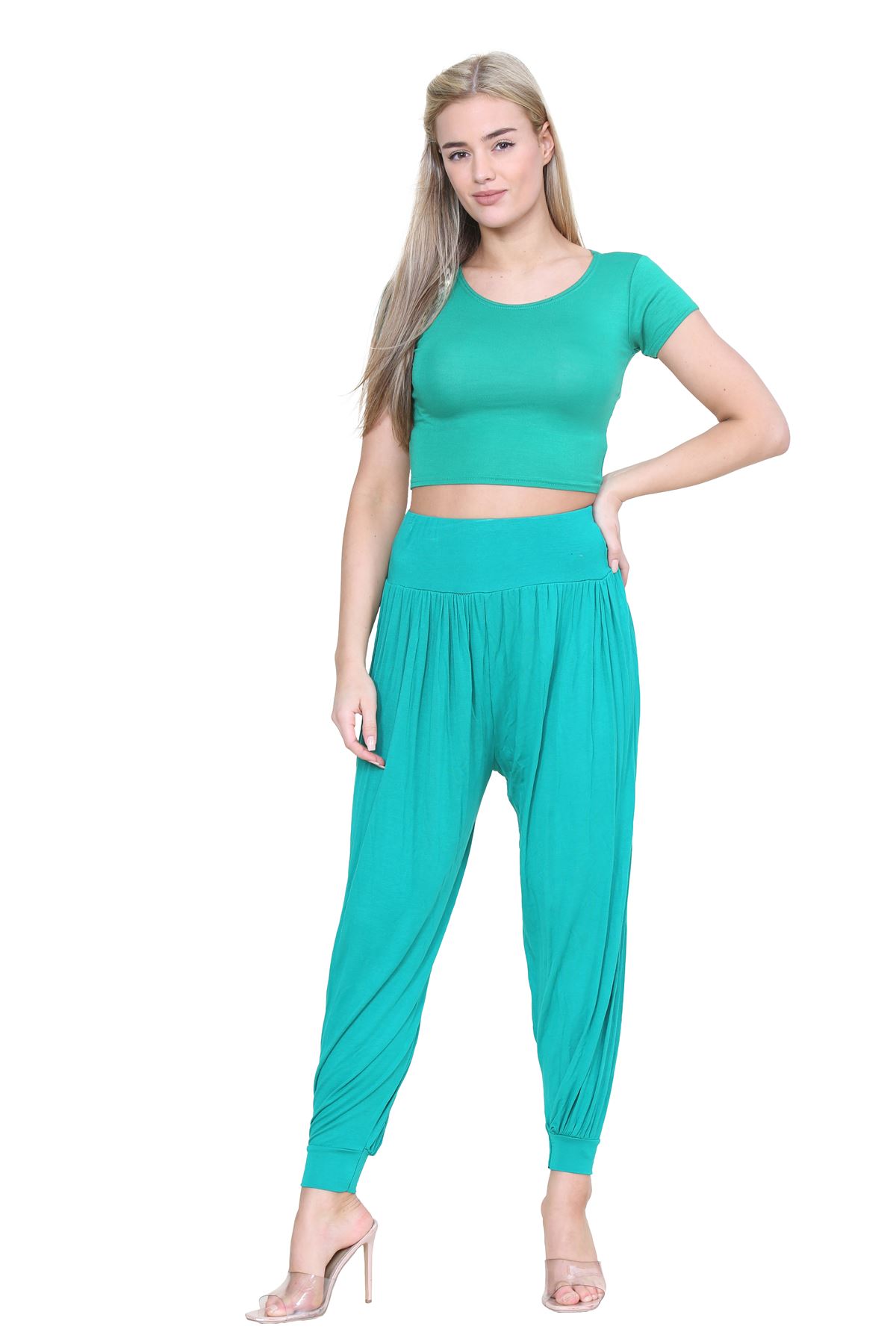 Womens Alibaba Harem Leggings Cuffed Bottoms Plain Hareem Trousers Baggy Pants - Picture 53 of 130