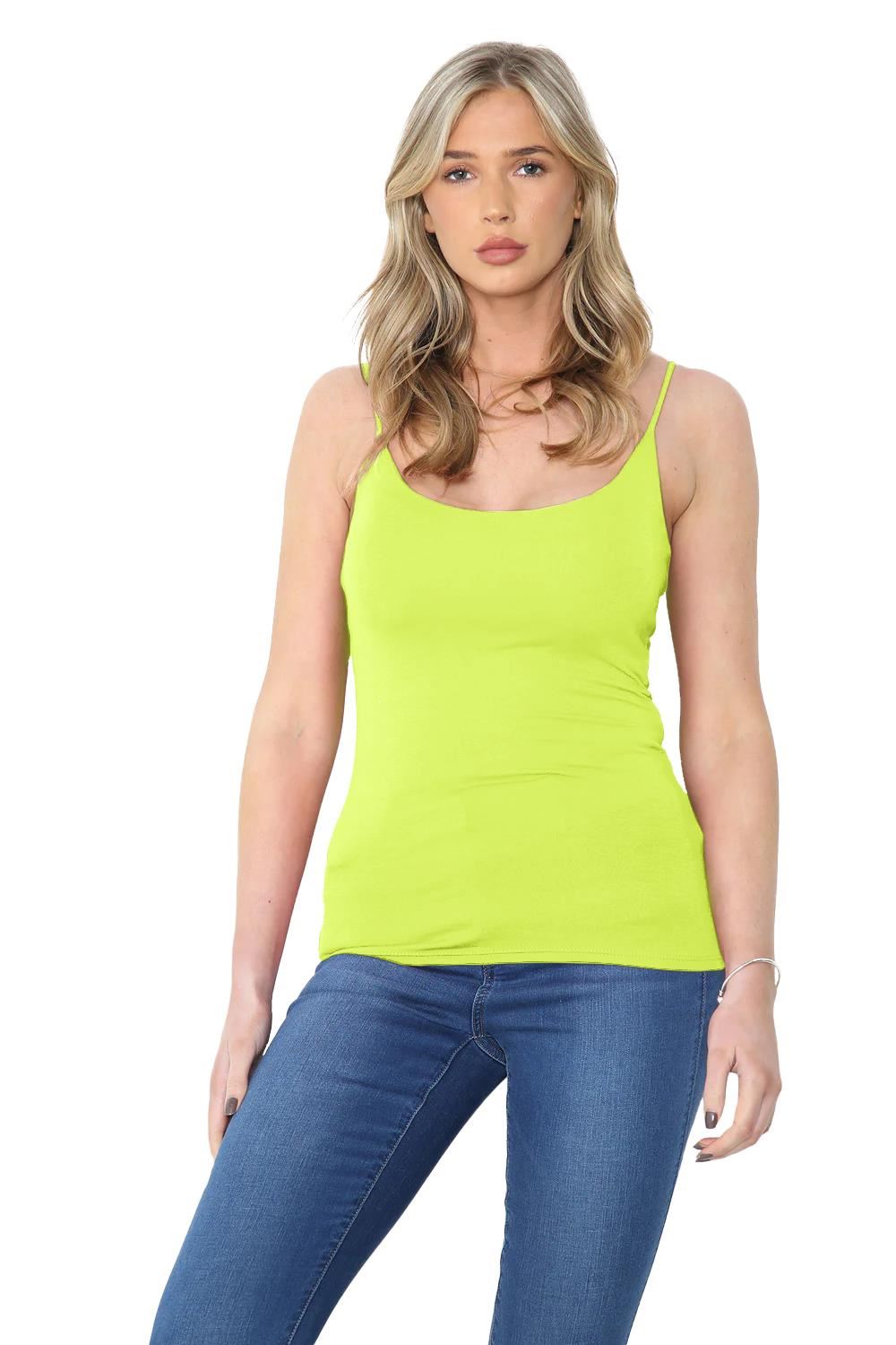 Womens Bodycon Cami Strappy Tank Top Plain Summer Activewear Vest Top, Pack of 3 - Picture 126 of 221