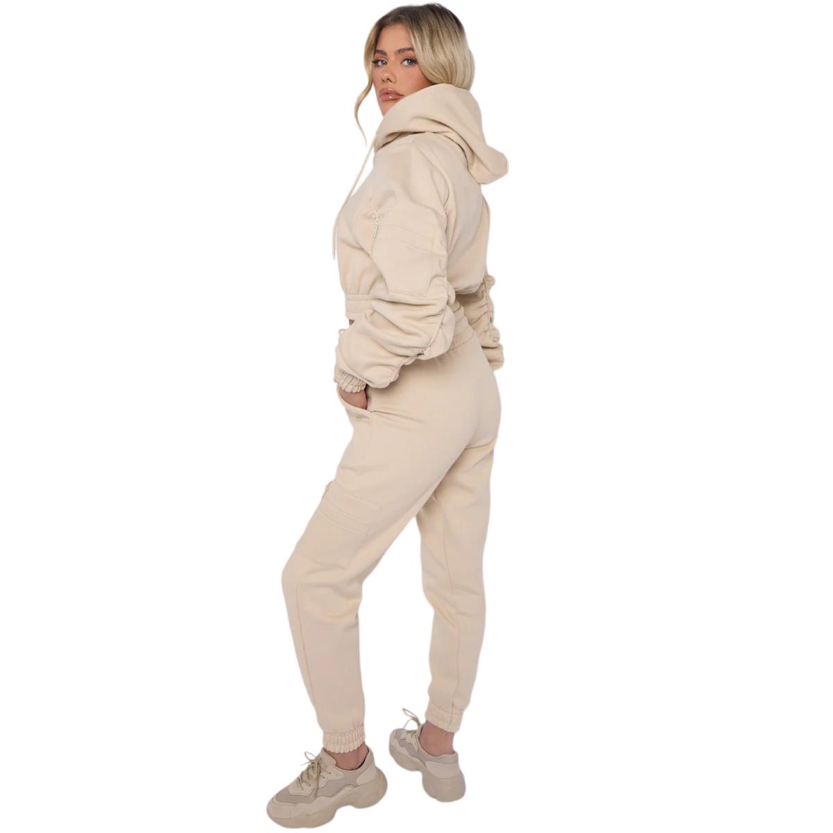 Damas Traje de chándal 2 piezas Juego de salón Mangas fruncidas Sudadera con capucha recortadas Ropa de salón - Imagen 35 de 44