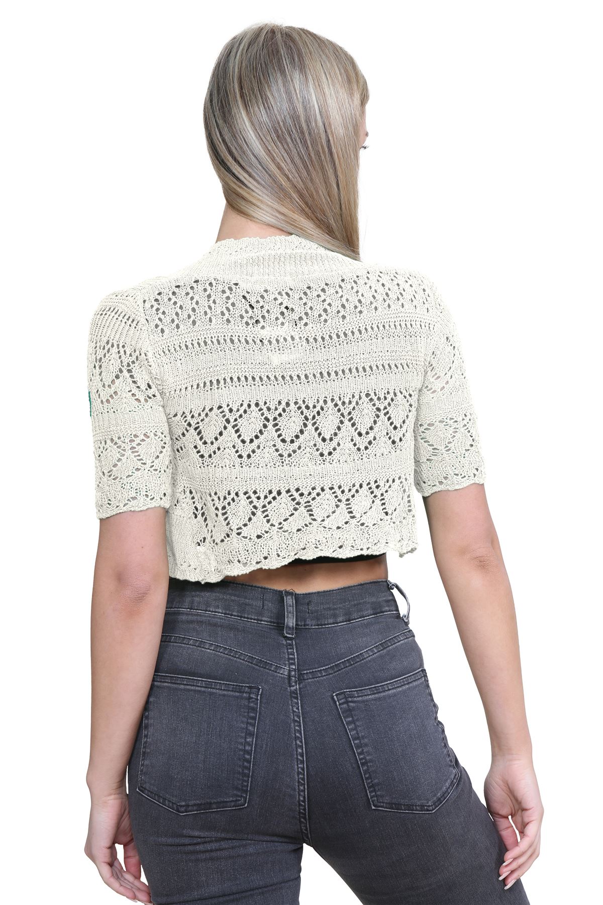 Womens Crochet Knitted Bolero Shrug Short Sleeve Open Front Cardigan Crop Top - Picture 46 of 186
