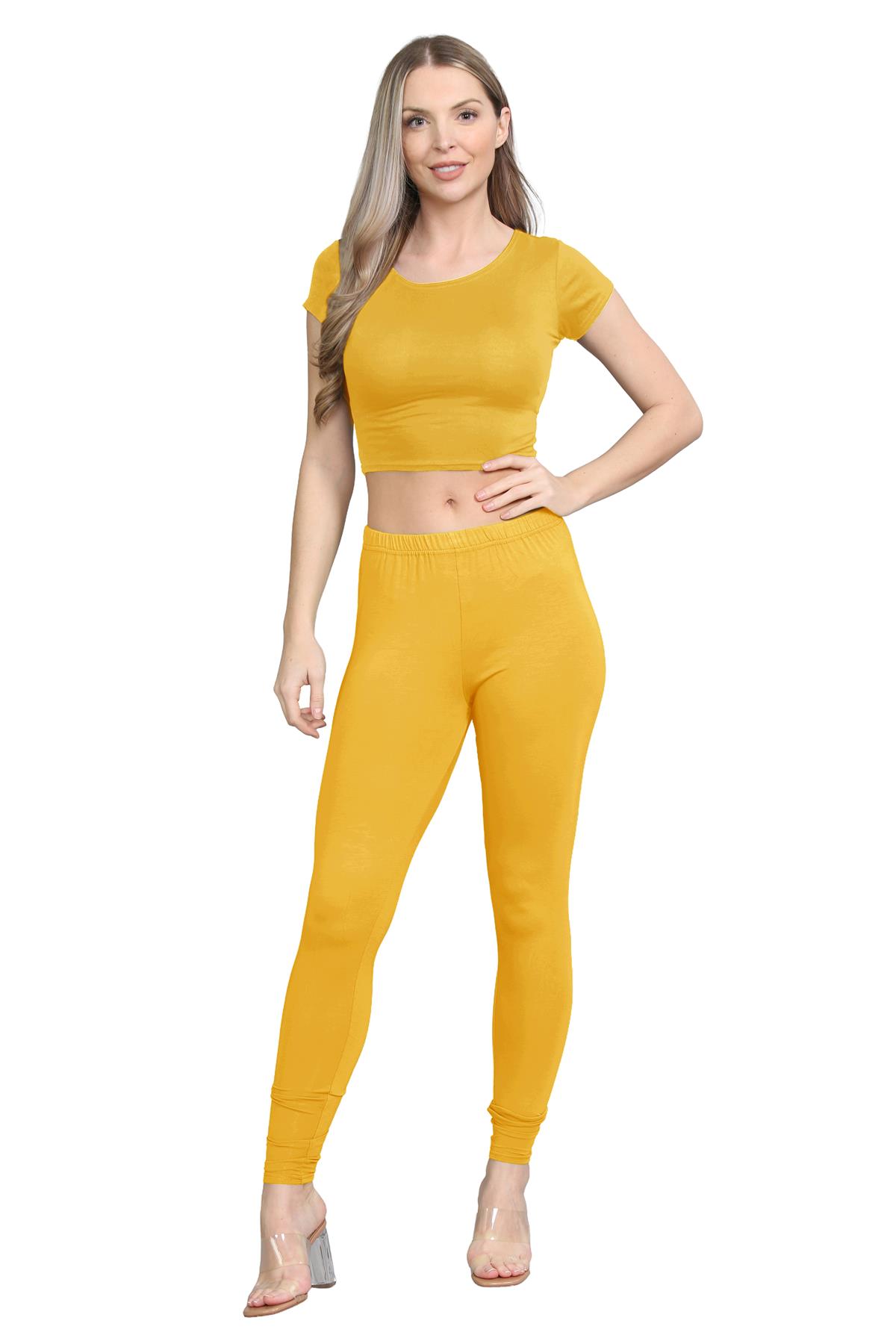 Damen Trainingsanzug Kurzarm Crop Top Sport Legging Workout Aktiv Lounge Set - Bild 65 von 148