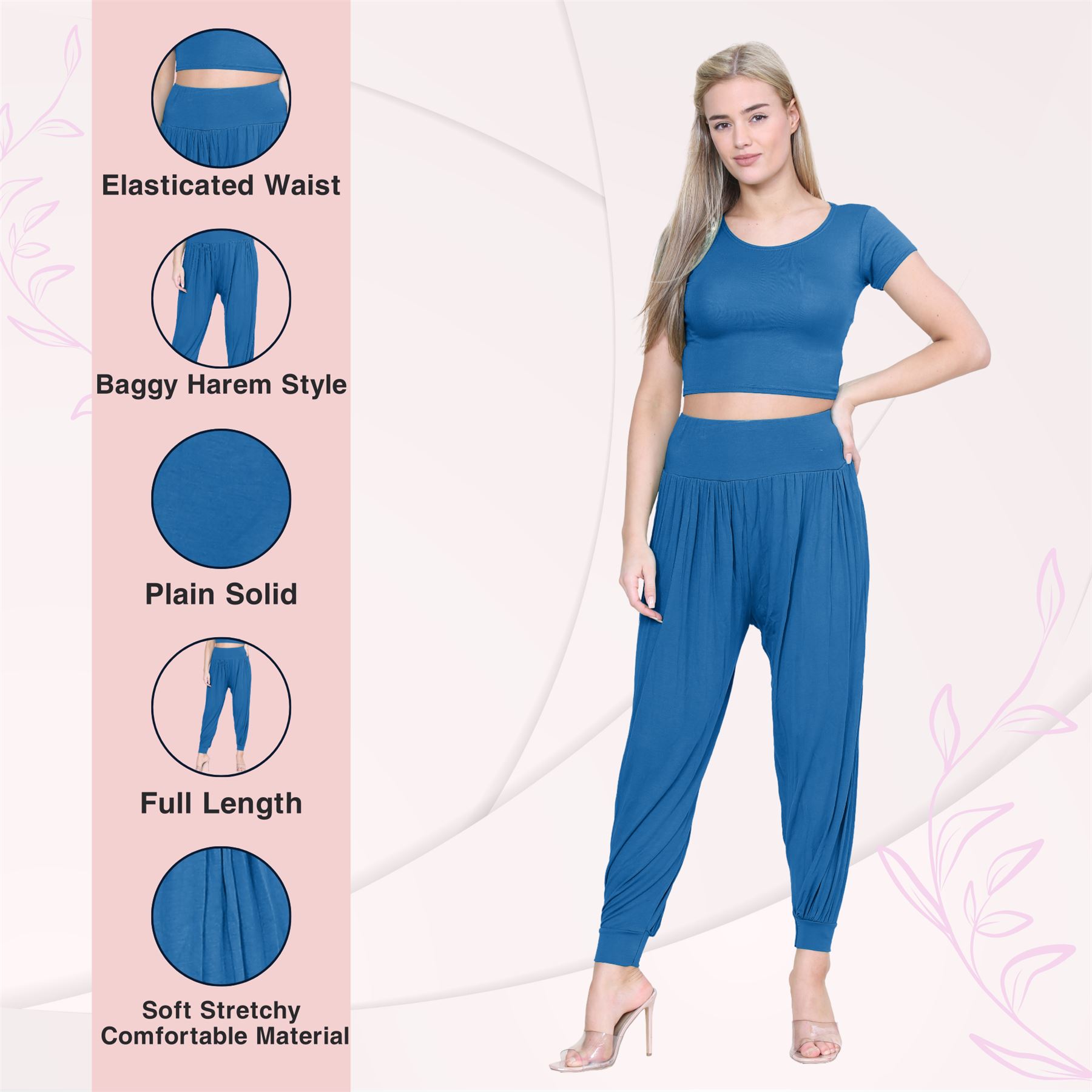 Womens Alibaba Harem Leggings Cuffed Bottoms Plain Hareem Trousers Baggy Pants - Picture 109 of 130