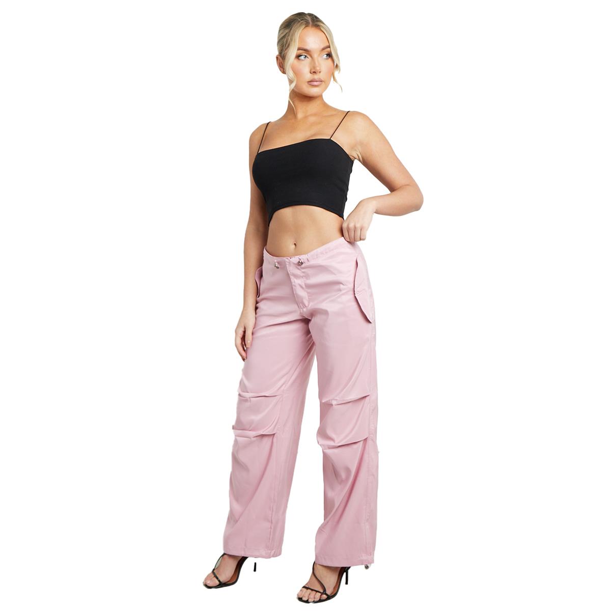 Pantalones de carga para mujer parte inferior con puños cordón cintura baja sueltos pantalones informales - Imagen 6 de 50