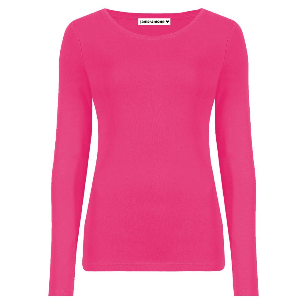 Camiseta para mujer cuello redondo manga larga elástica básica lisa informal - Imagen 8 de 34