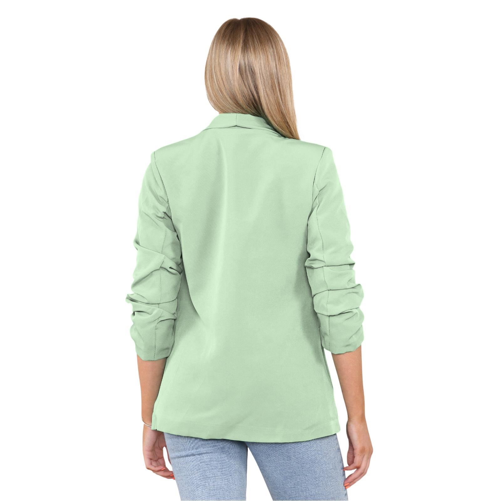 Blazer de manga acanalada para damas totalmente forrado cuello liso informal chaqueta de oficina top - Imagen 41 de 97