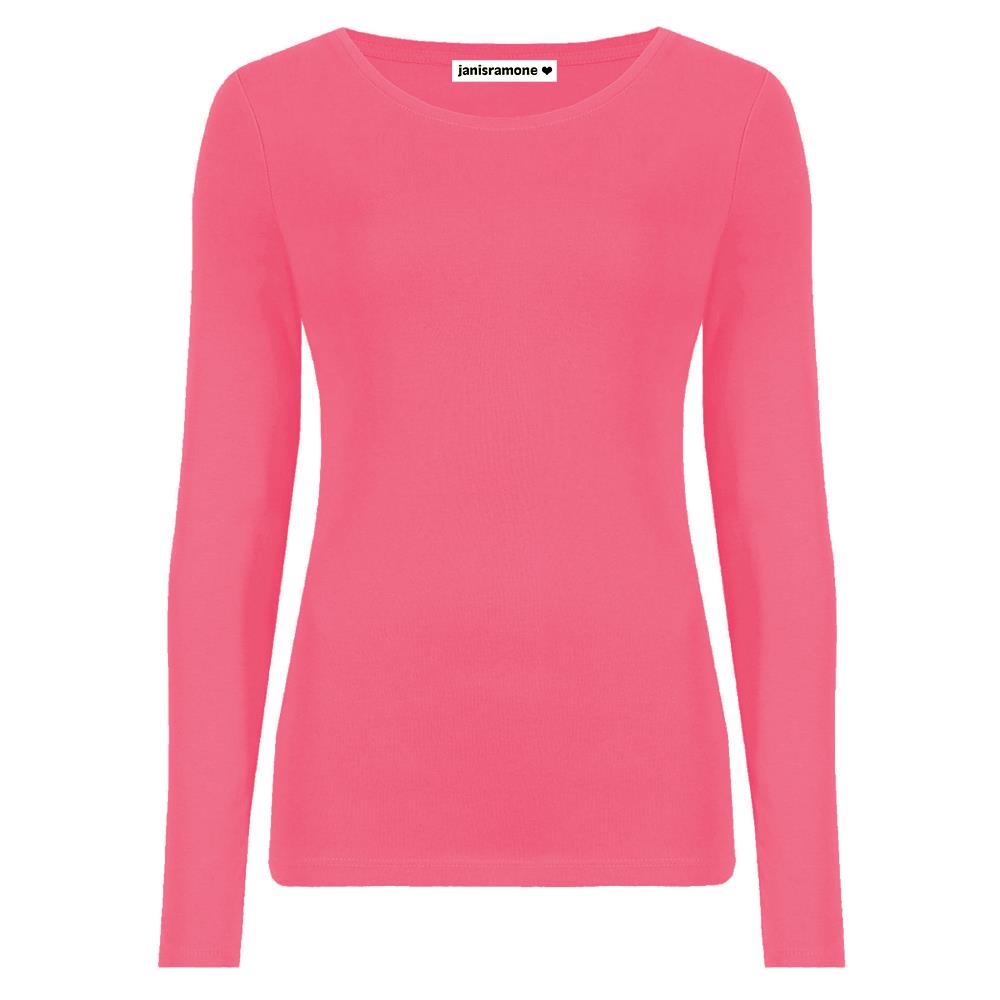 Camiseta para mujer cuello redondo manga larga elástica básica lisa informal - Imagen 9 de 34