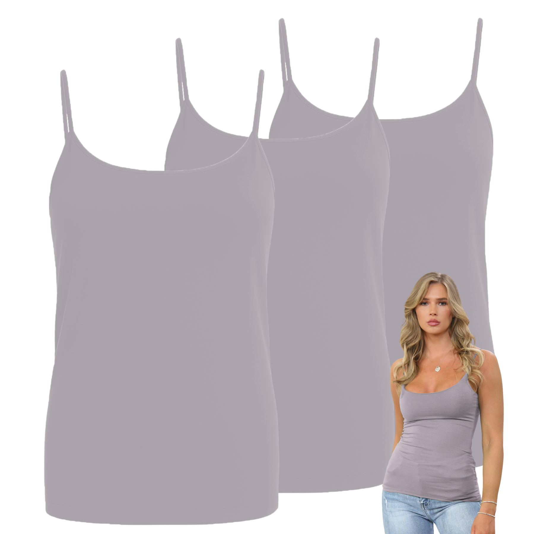 Womens Bodycon Cami Strappy Tank Top Plain Summer Activewear Vest Top, Pack of 3 - Picture 85 of 221