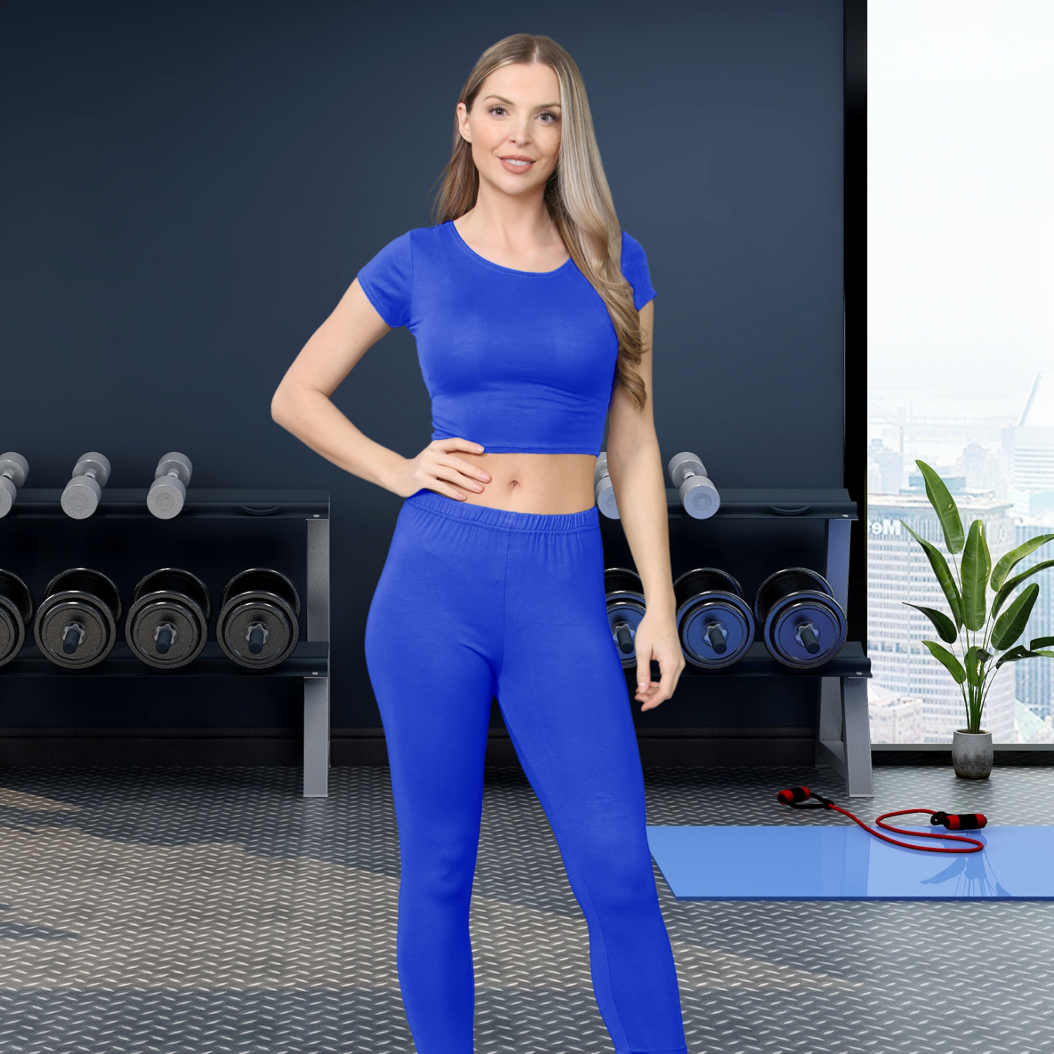 Damen Trainingsanzug Kurzarm Crop Top Sport Legging Workout Aktiv Lounge Set - Bild 113 von 148