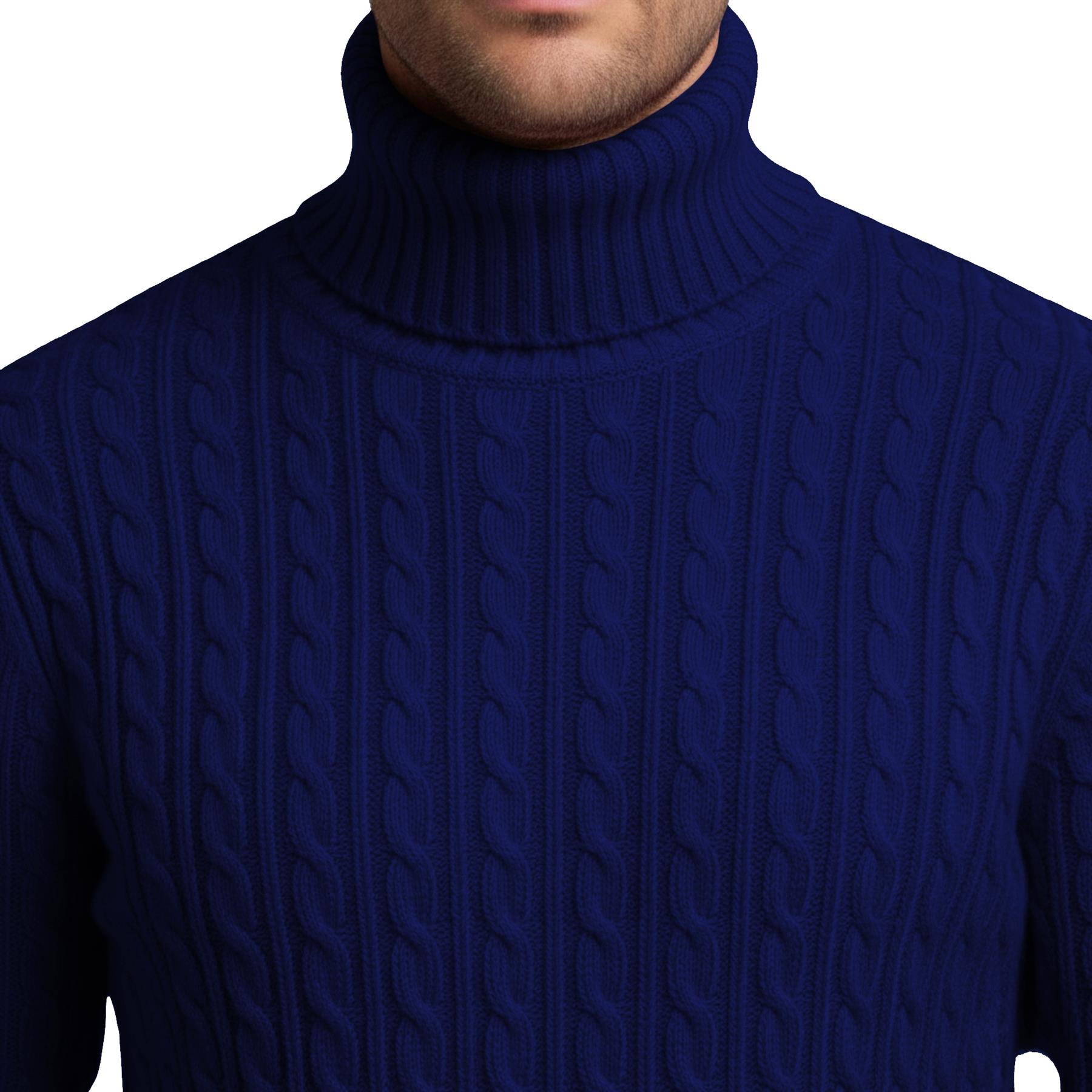 Herren Polo Rollkragen Langarm Pullover Zopfmuster Winterpullover Pulli - Bild 82 von 154