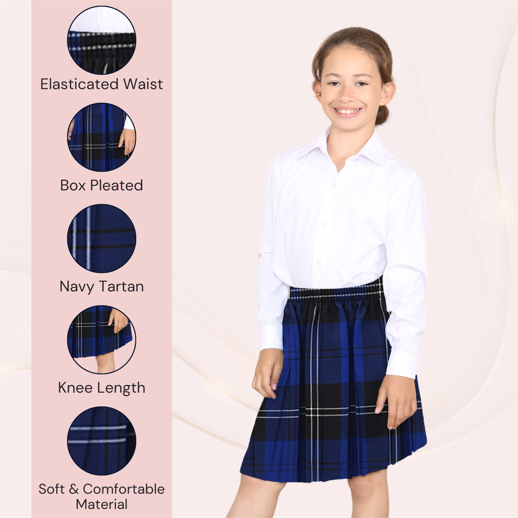 Mädchen Box Plissee Rock Schule Allround elastische Taille Uniform Kinder Röcke - Bild 66 von 92