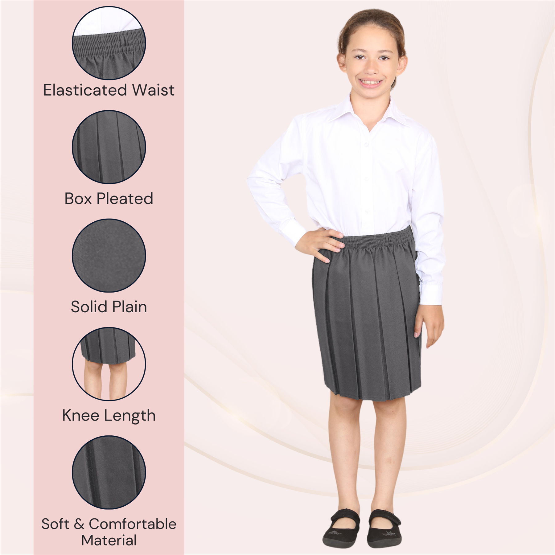 Mädchen Box Plissee Rock Schule Allround elastische Taille Uniform Kinder Röcke - Bild 26 von 92