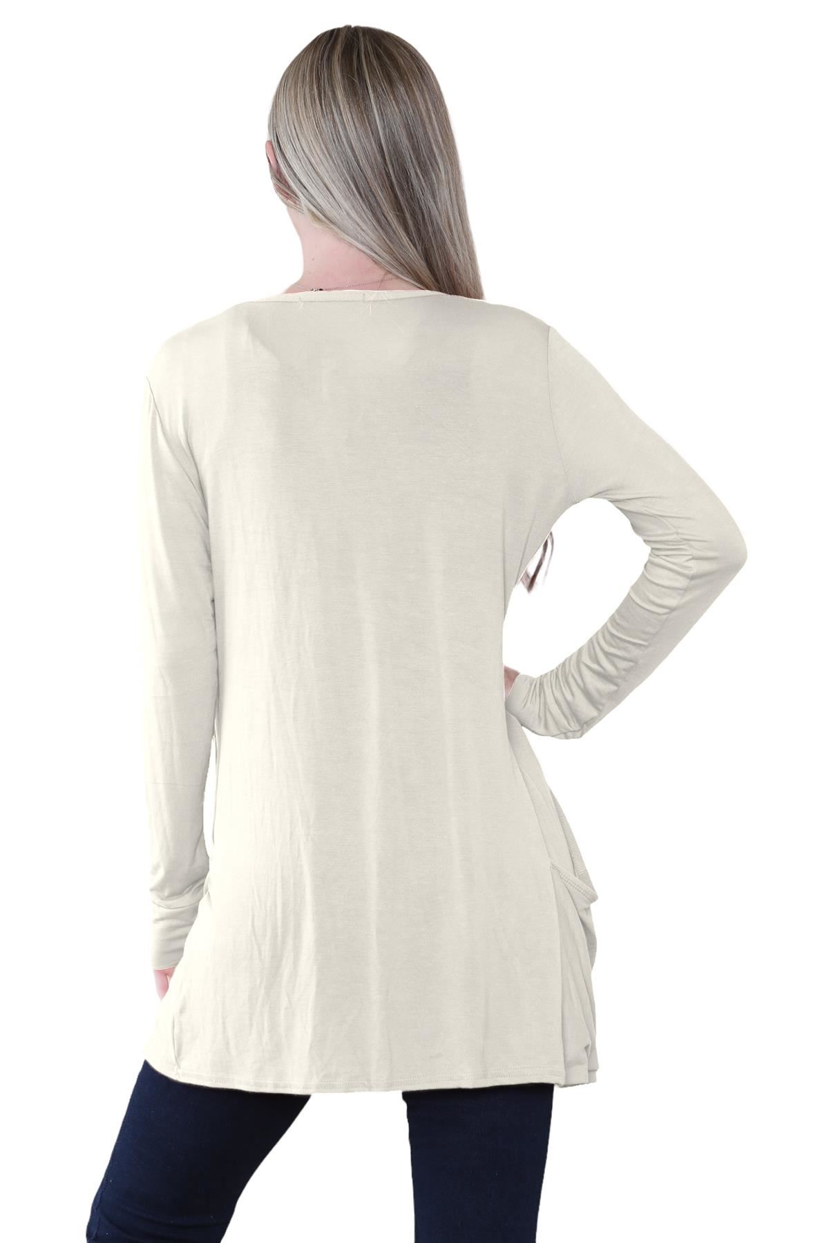 Boyfriend Cardigan Damen schlicht langärmelig offener Tropfen Tasche Freizeit Achselzucken Oberteil - Bild 42 von 148