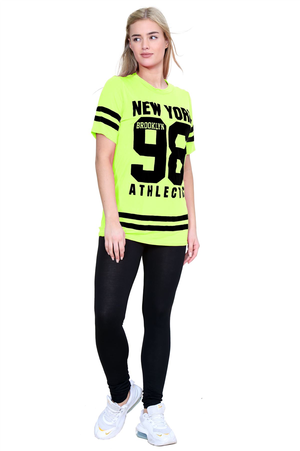 T-shirt Femme Oversized Baseball New York 98 Brooklyn - Manches Courtes, 95% Viscose 5% élasthanne, Coupe Bouffante Décontractée