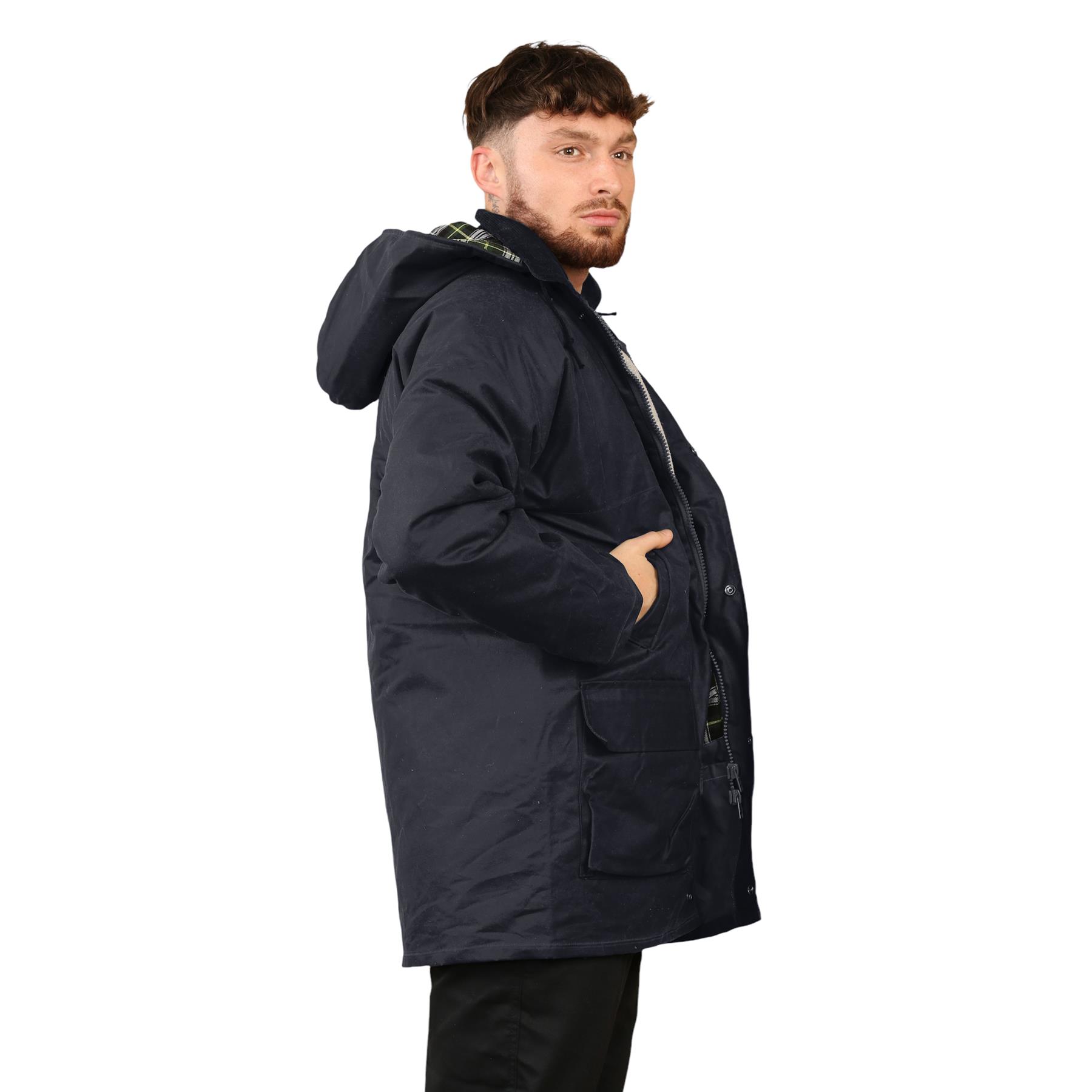 Mens Wax Jacket Padded Hooded Hiking Fishing Cotton Countryman Warm Outdoor Coat - Picture 18 of 21