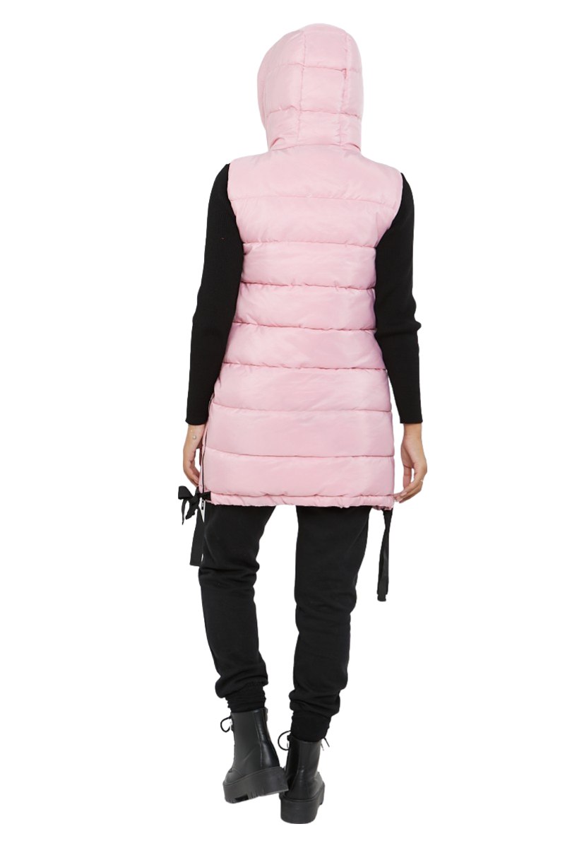 Damas Chaqueta larga acolchada con capucha chaleco acolchada calentador de cuerpo con cremallera - Imagen 6 de 42