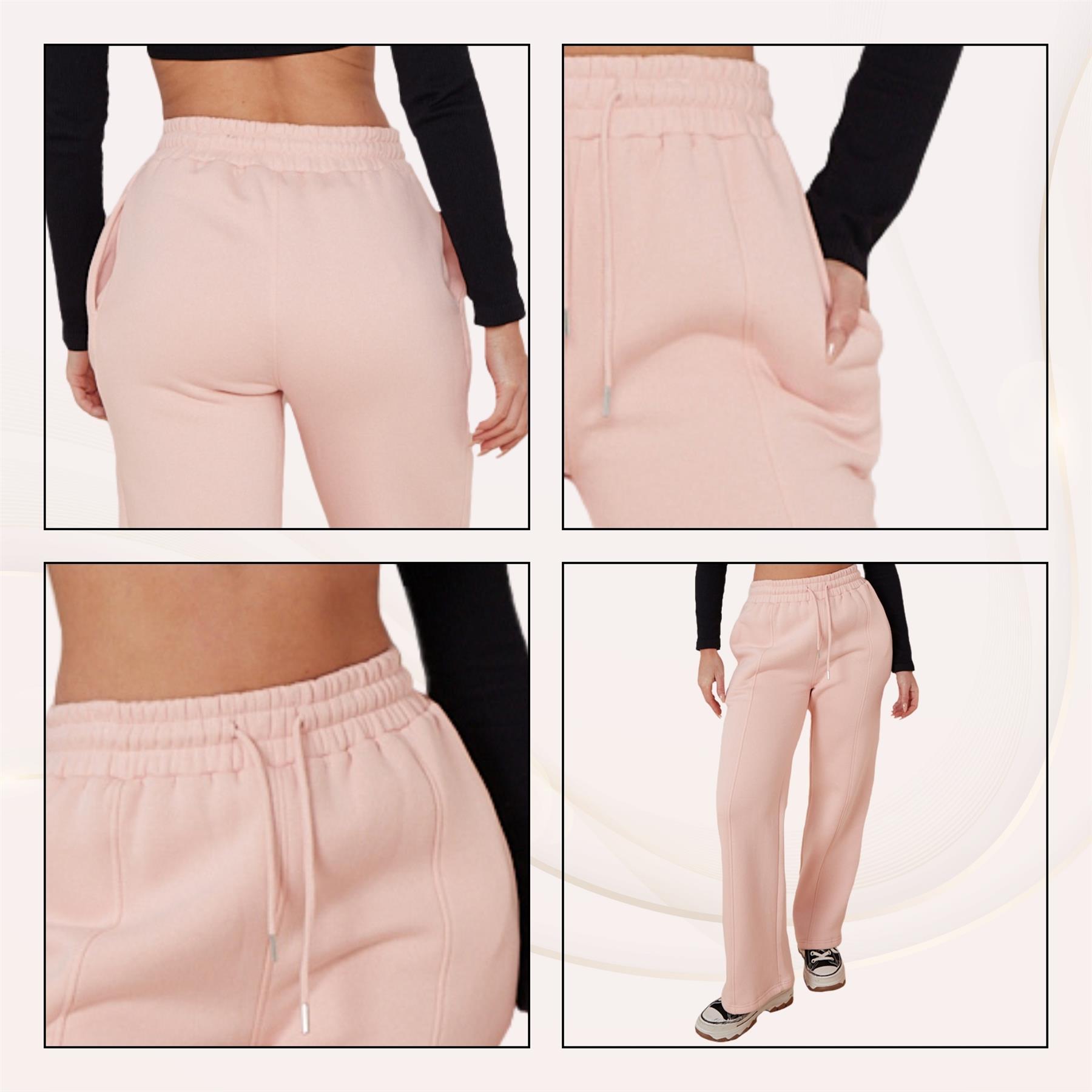 Ladies Fleece Lined Trousers Sweatpants Elastic Waist Wide Leg Loungewear Pants - Picture 7 of 43