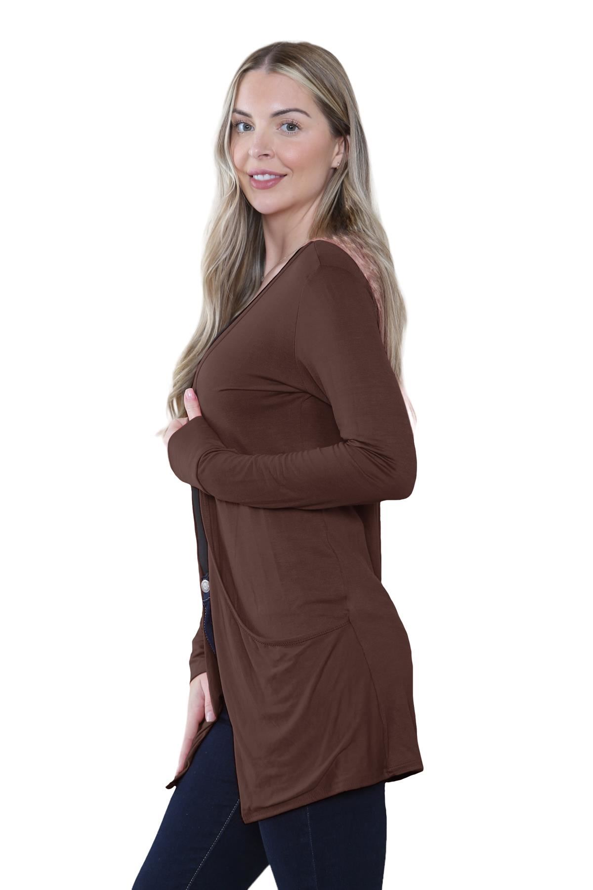 Boyfriend Cardigan Damen schlicht langärmelig offener Tropfen Tasche Freizeit Achselzucken Oberteil - Bild 19 von 148