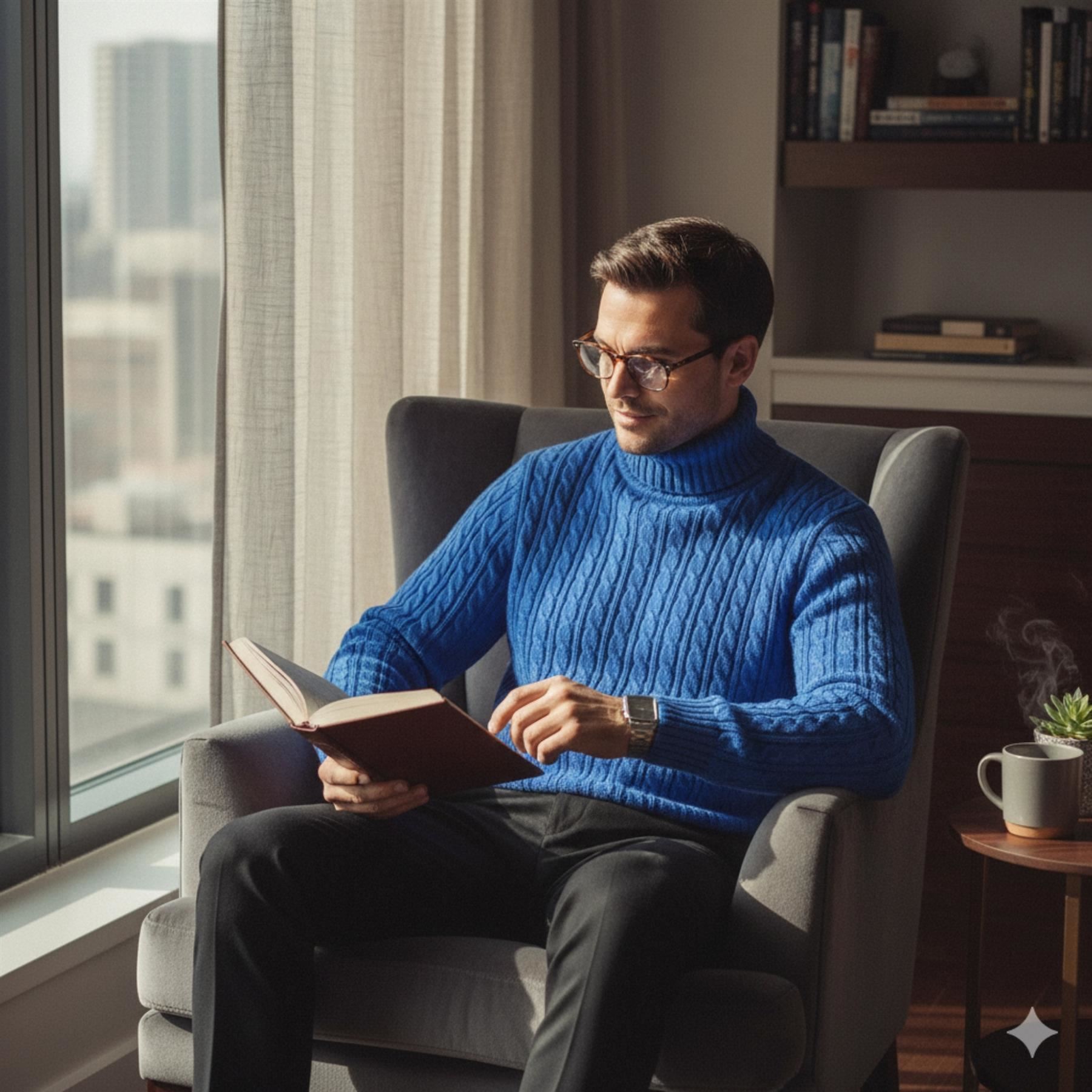 Herren Polo Rollkragen Langarm Pullover Zopfmuster Winterpullover Pulli - Bild 98 von 154