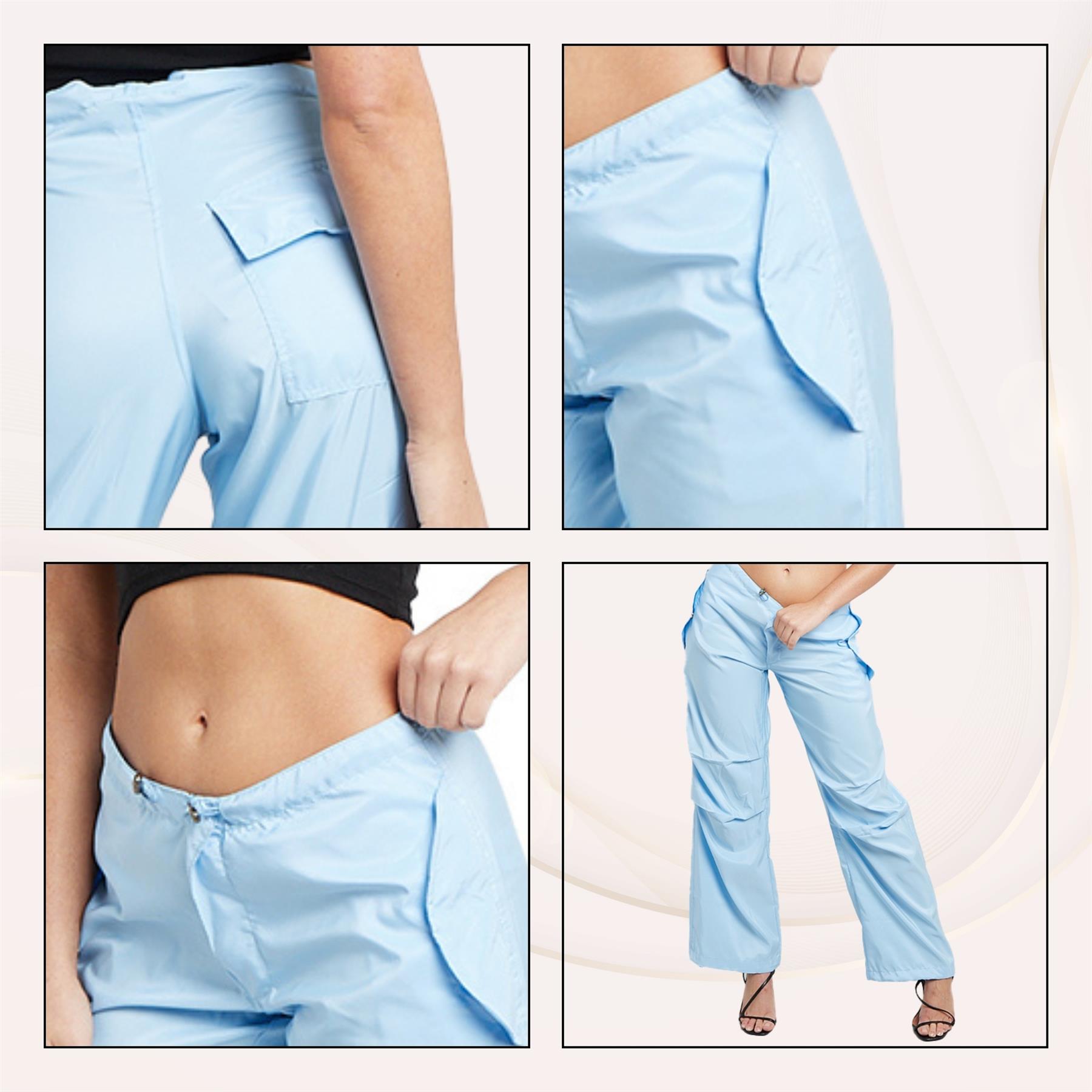 Pantalones de carga para mujer parte inferior con puños cordón cintura baja sueltos pantalones informales - Imagen 36 de 50