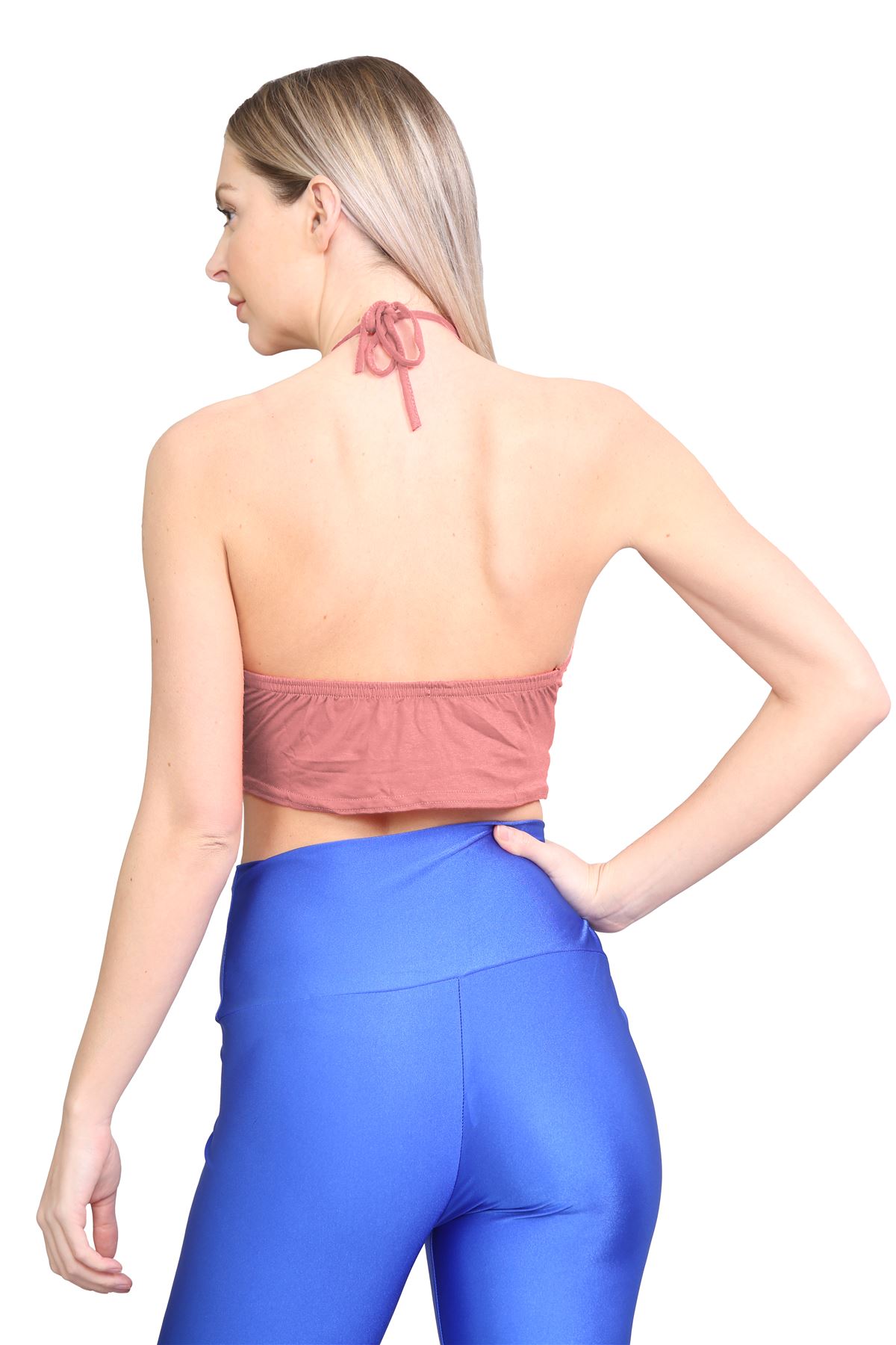 Halter Neck Crop Top Womens Vest Top Plain Tie Knot Top Basic Sleeveless T-Shirt - Picture 125 of 170