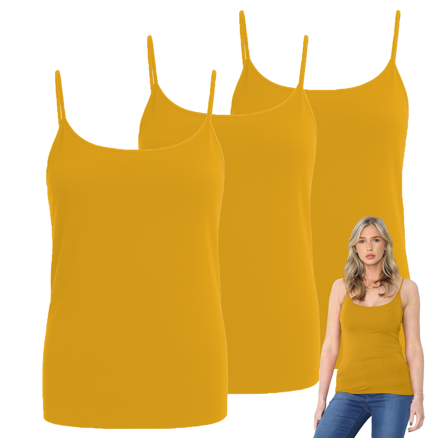 Womens Bodycon Cami Strappy Tank Top Plain Summer Activewear Vest Top, Pack of 3 - Picture 28 of 221
