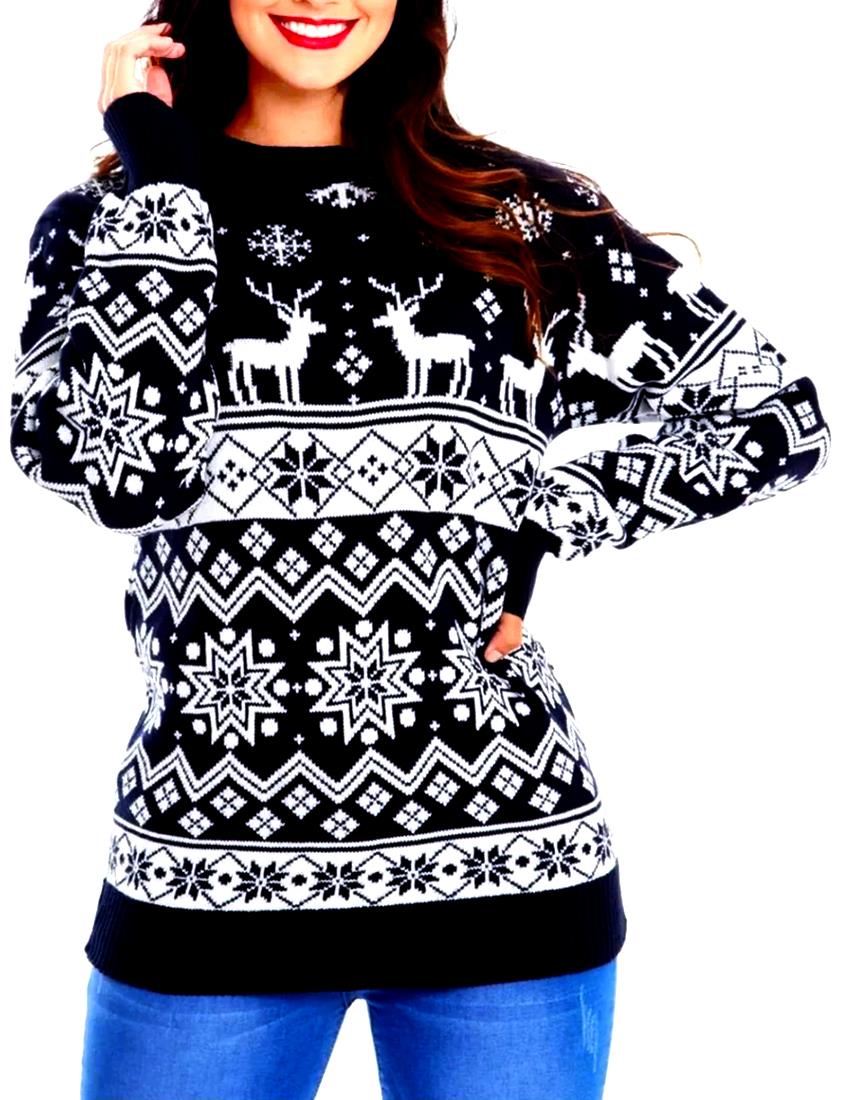 Christmas Reindeer Jumper Womens Knitted Funny Xmas Sweater Unisex Retro Jumpers - Picture 104 of 128