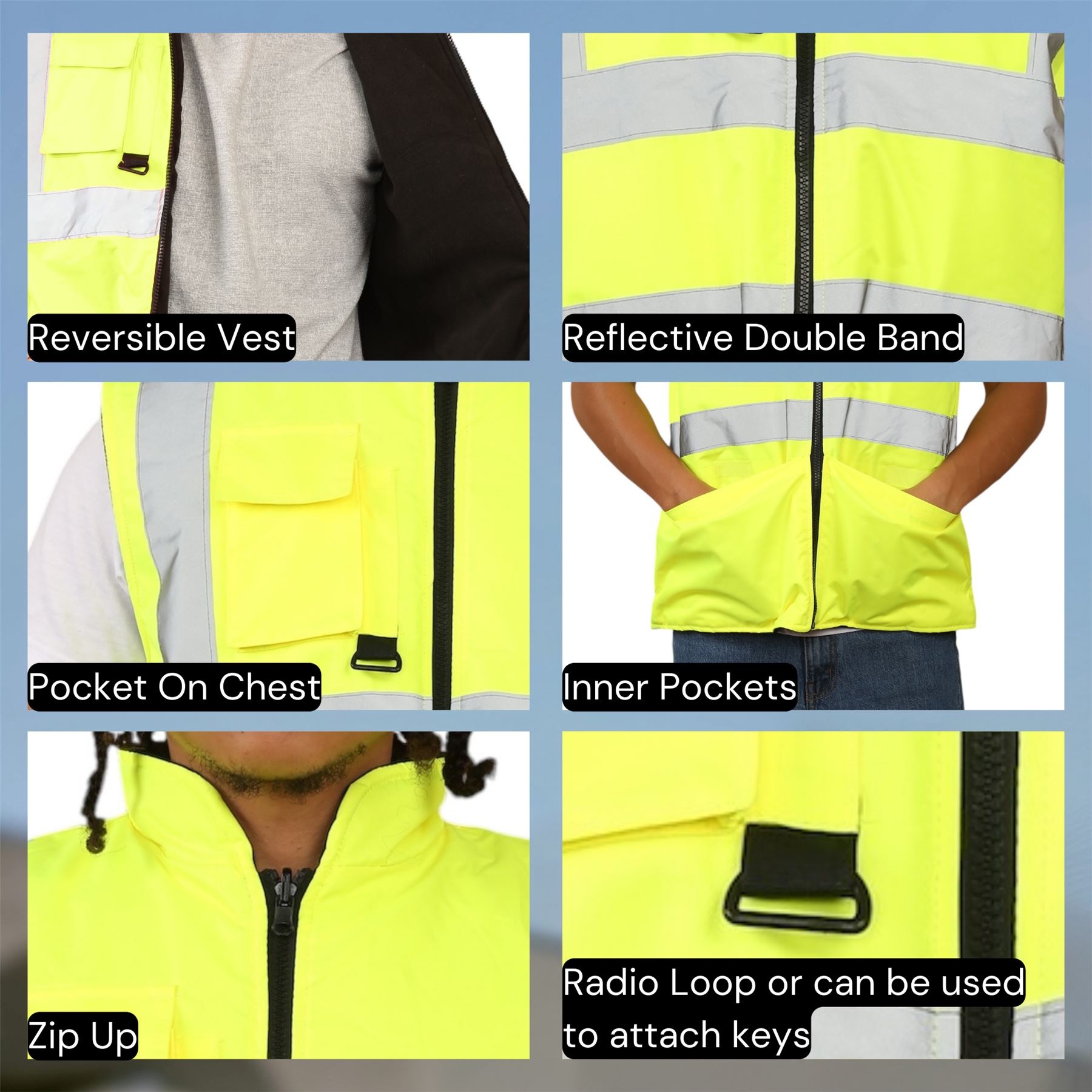 Chaleco reversible impermeable de alta visibilidad para hombre - Imagen 25 de 26