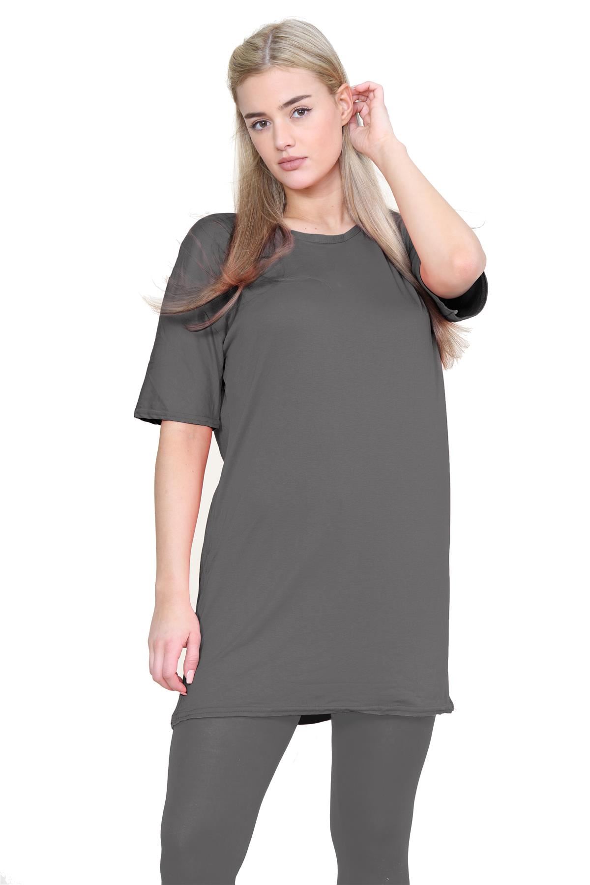 Damas Longline Suelto Camiseta Leggings Gimnasio Chándal Conjunto Coord 2 Piezas Ropa de Salón - Imagen 31 de 155
