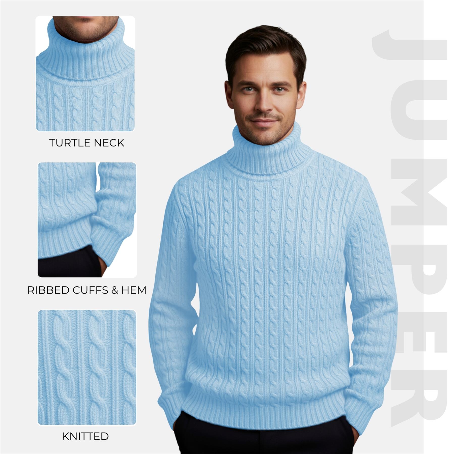 Herren Polo Rollkragen Langarm Pullover Zopfmuster Winterpullover Pulli - Bild 117 von 154