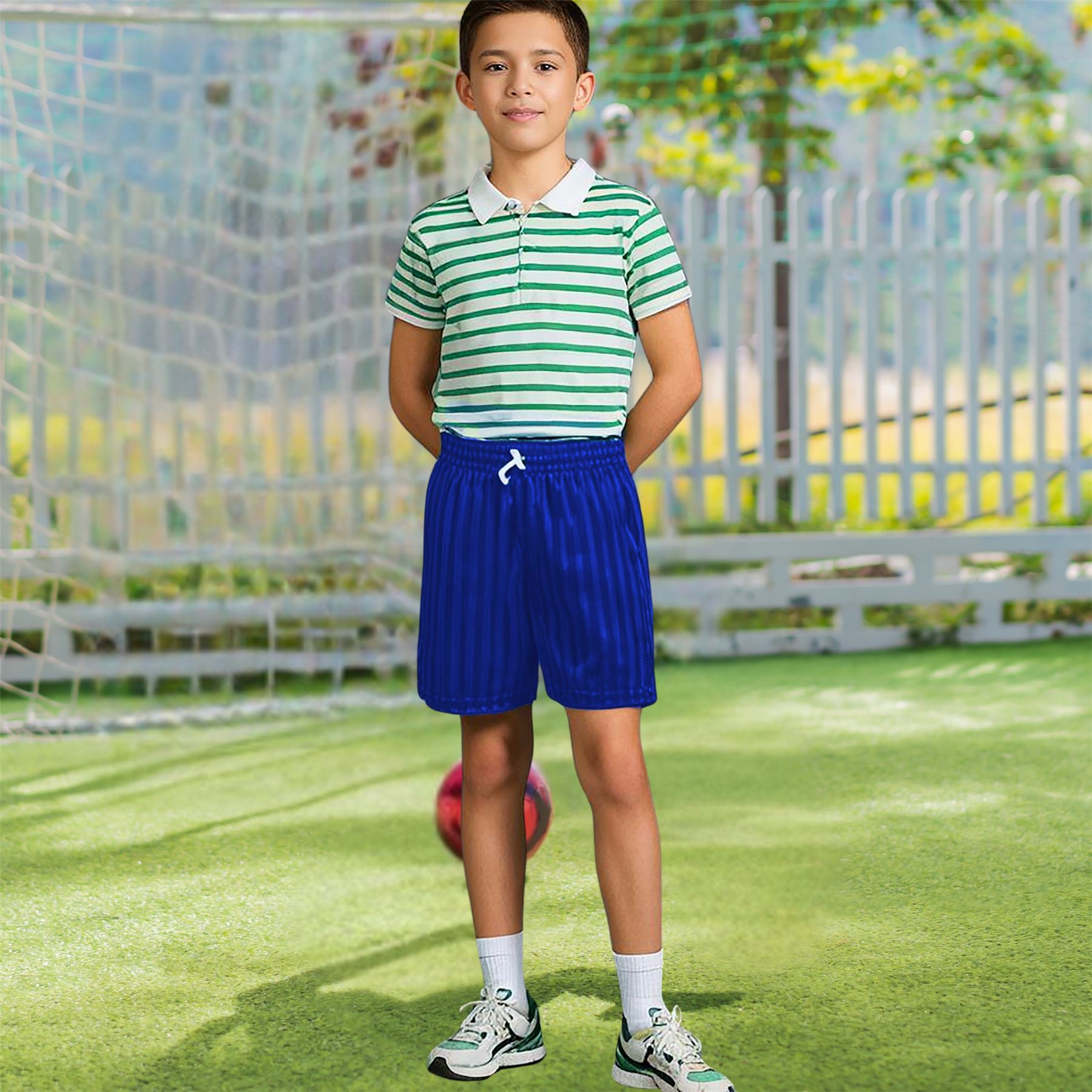 Kinder PE Schulshorts Jungen Kinder Schattenstreifen Unisex Sport Fußball kurze Hose - Bild 31 von 42