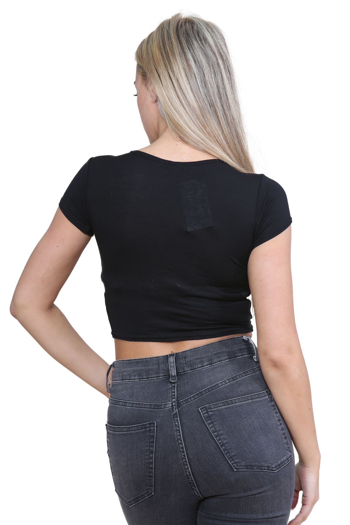 Crop Top Womens Cap Sleeve Top Plain Basic Stretchy Tee T-Shirt Short Vest Top - Picture 15 of 174