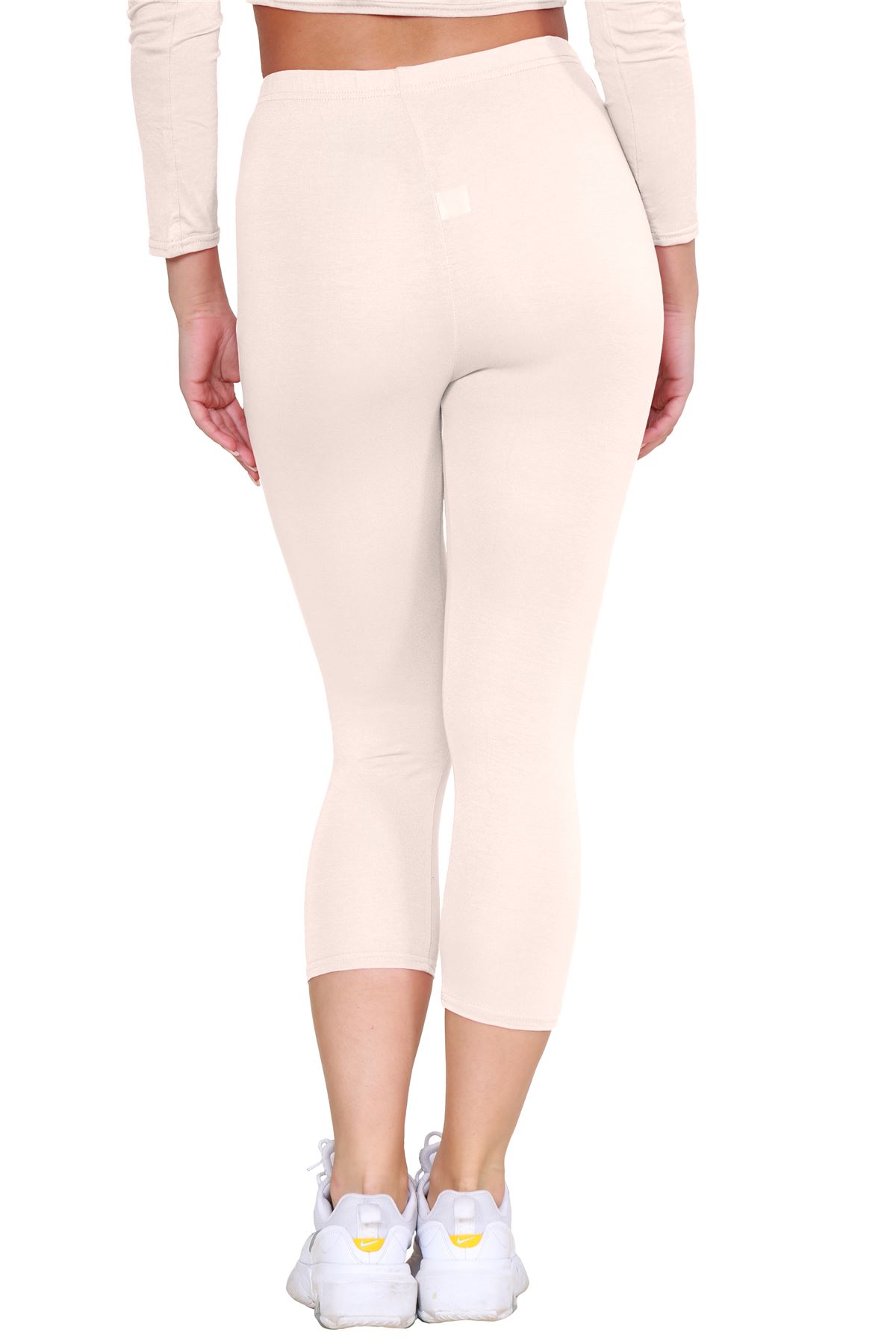 Womens 3/4 Leggings Workout Tight Plain Stretchy Cropped Capri Active Pants - Picture 156 of 186