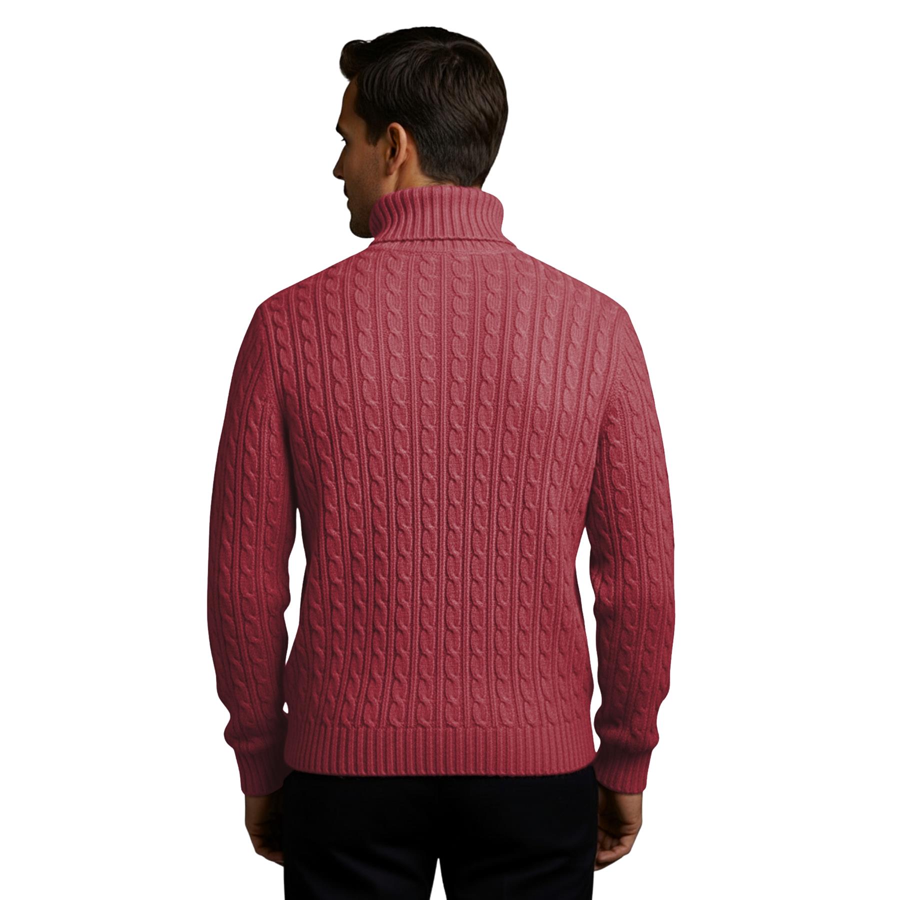 Herren Polo Rollkragen Langarm Pullover Zopfmuster Winterpullover Pulli - Bild 129 von 154