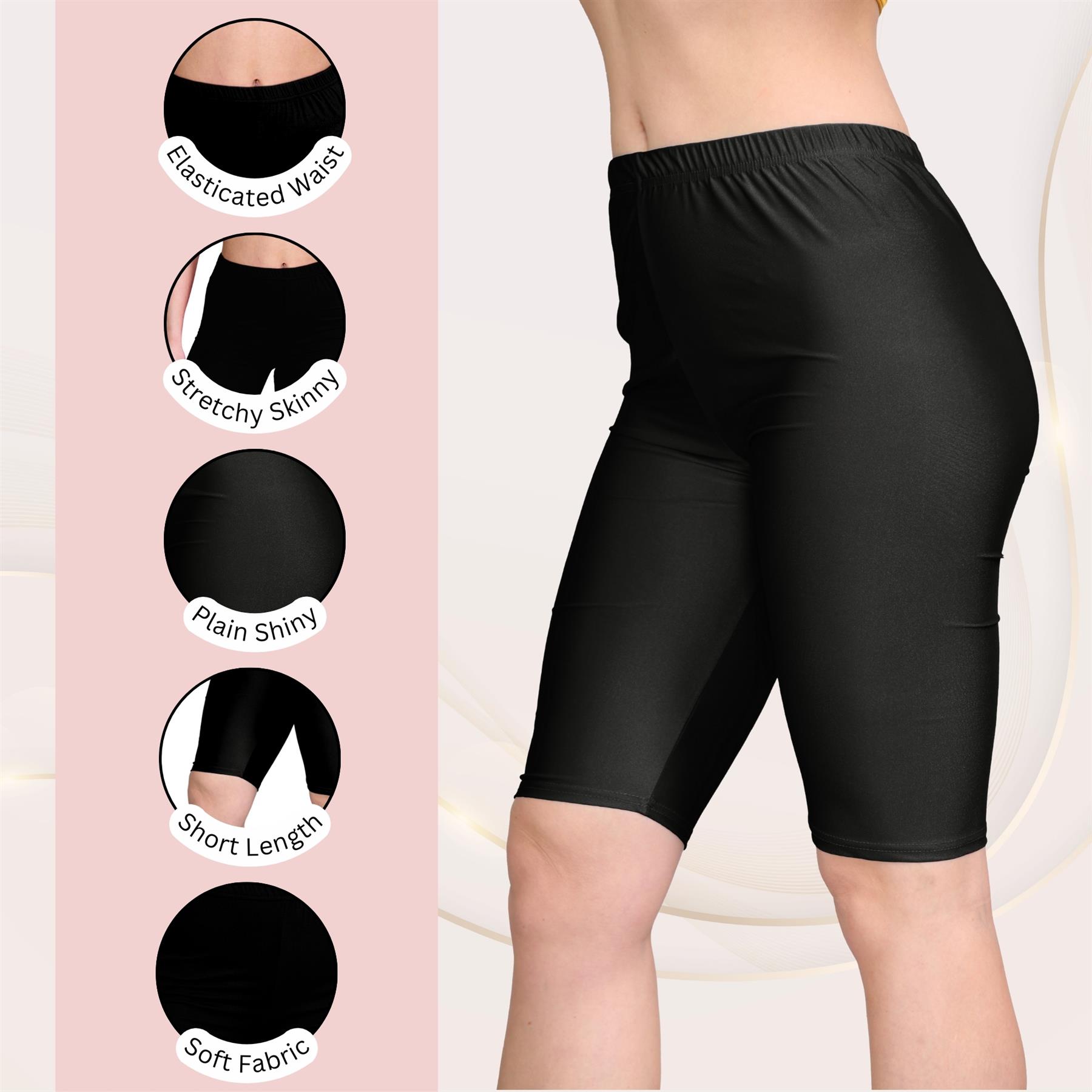 Damas Pantalones Cortos de Ciclismo Lisos Estirados Lycra Brillante Gimnasio Yoga Baile Pantalones Cortos - Imagen 14 de 100