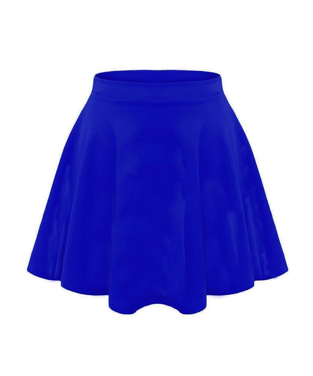 Girls Kids Plain Flared Skirt High Waistband Flippy Stretchy Short Skater Skirt - Picture 72 of 92