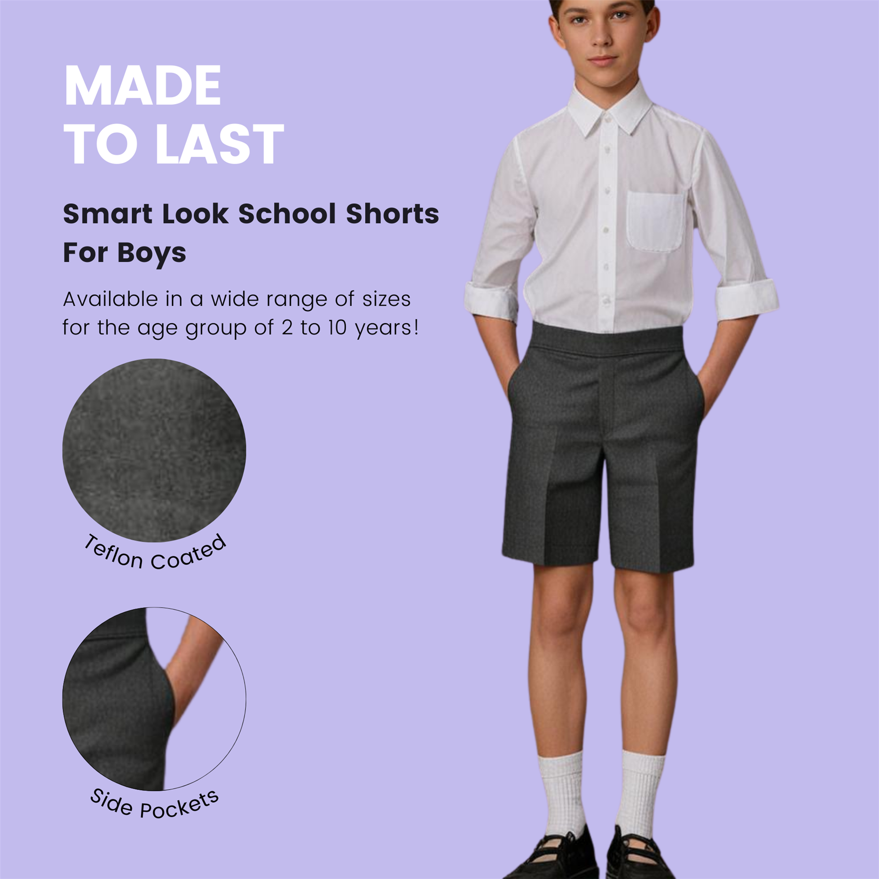 Pantalones cortos escolares medio elásticos espalda tirante pantalones uniformes para niños 2-10 años - Imagen 12 de 14