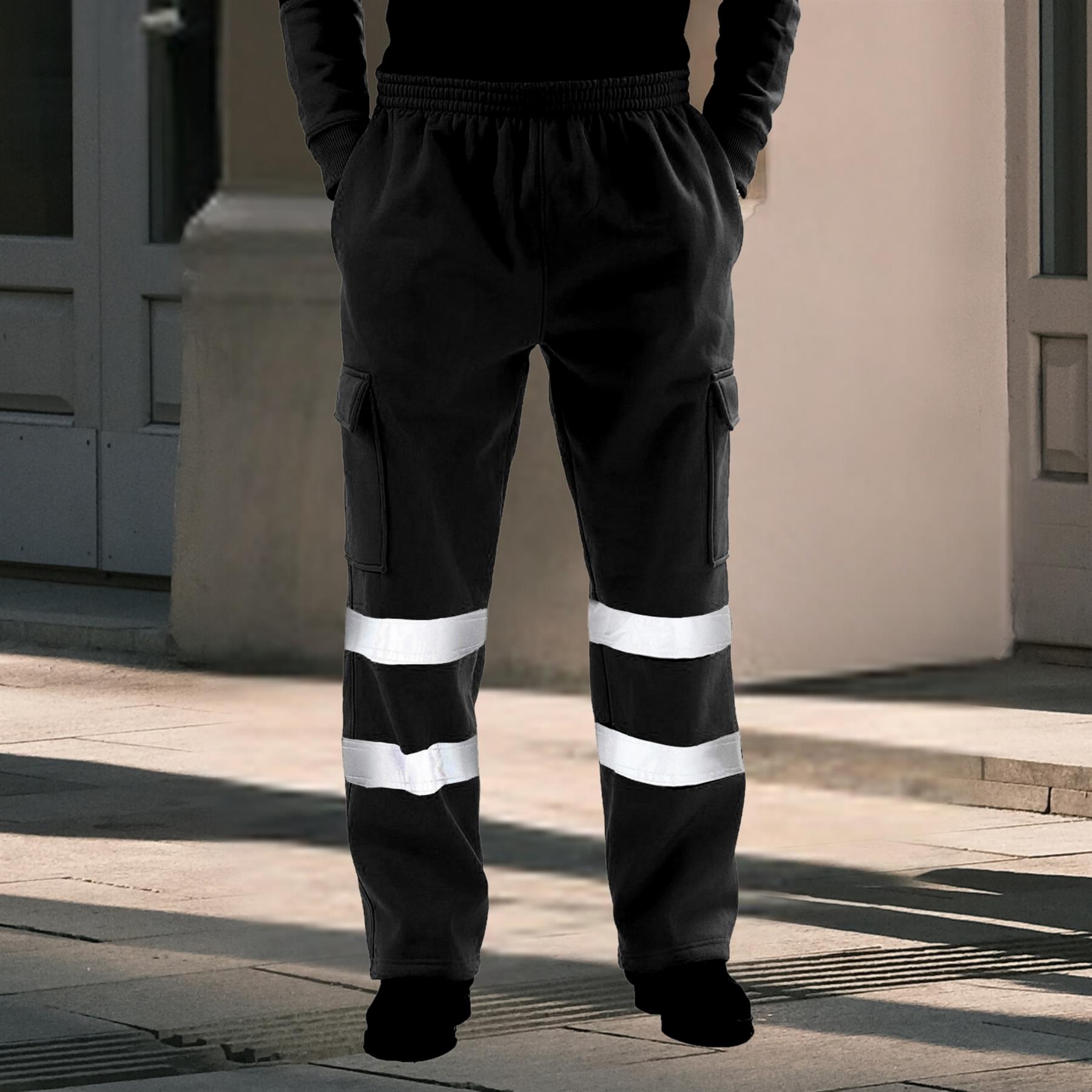 Para hombres Hi Vis Vis Visibilidad Viz Seguridad Parte inferior de lana Ropa de trabajo Pantalones para correr - Imagen 6 de 26