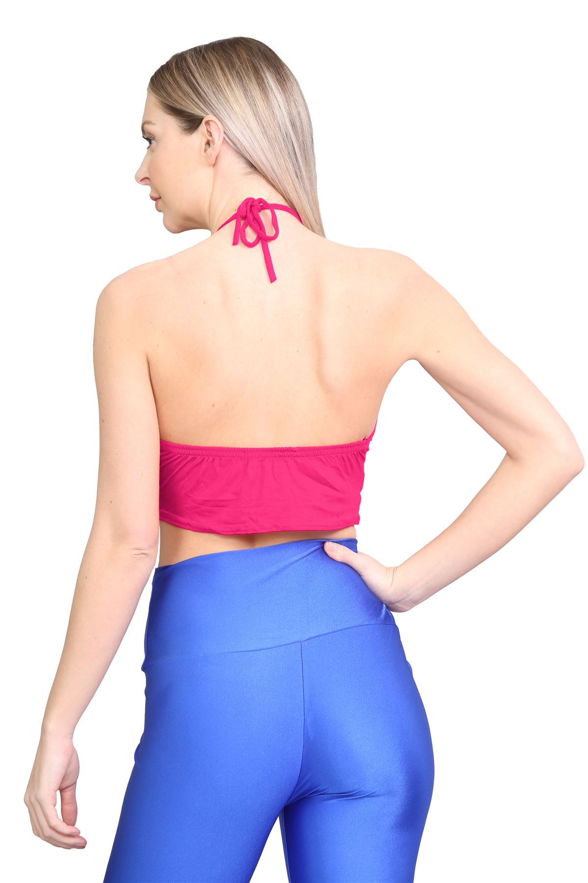 Halter Neck Crop Top Womens Vest Top Plain Tie Knot Top Basic Sleeveless T-Shirt - Picture 30 of 170