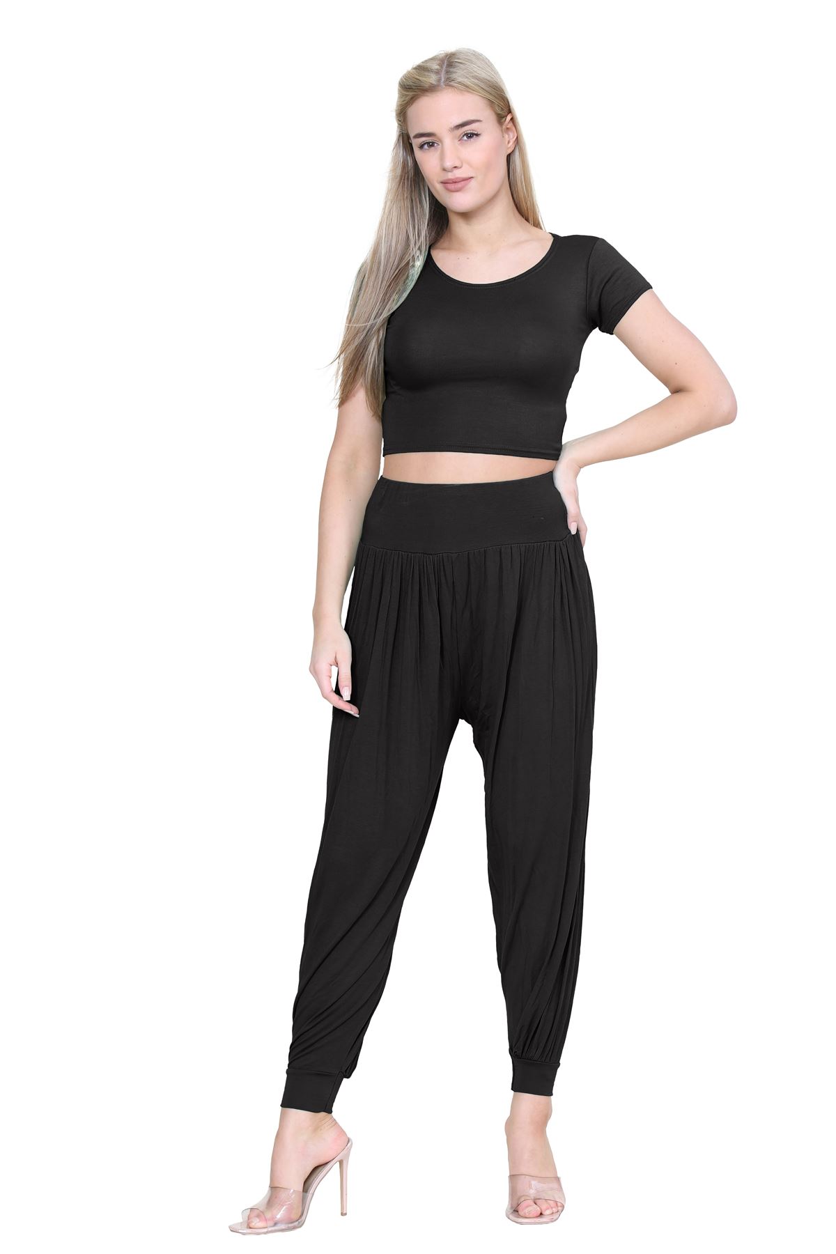 Womens Alibaba Harem Leggings Cuffed Bottoms Plain Hareem Trousers Baggy Pants - Picture 9 of 130