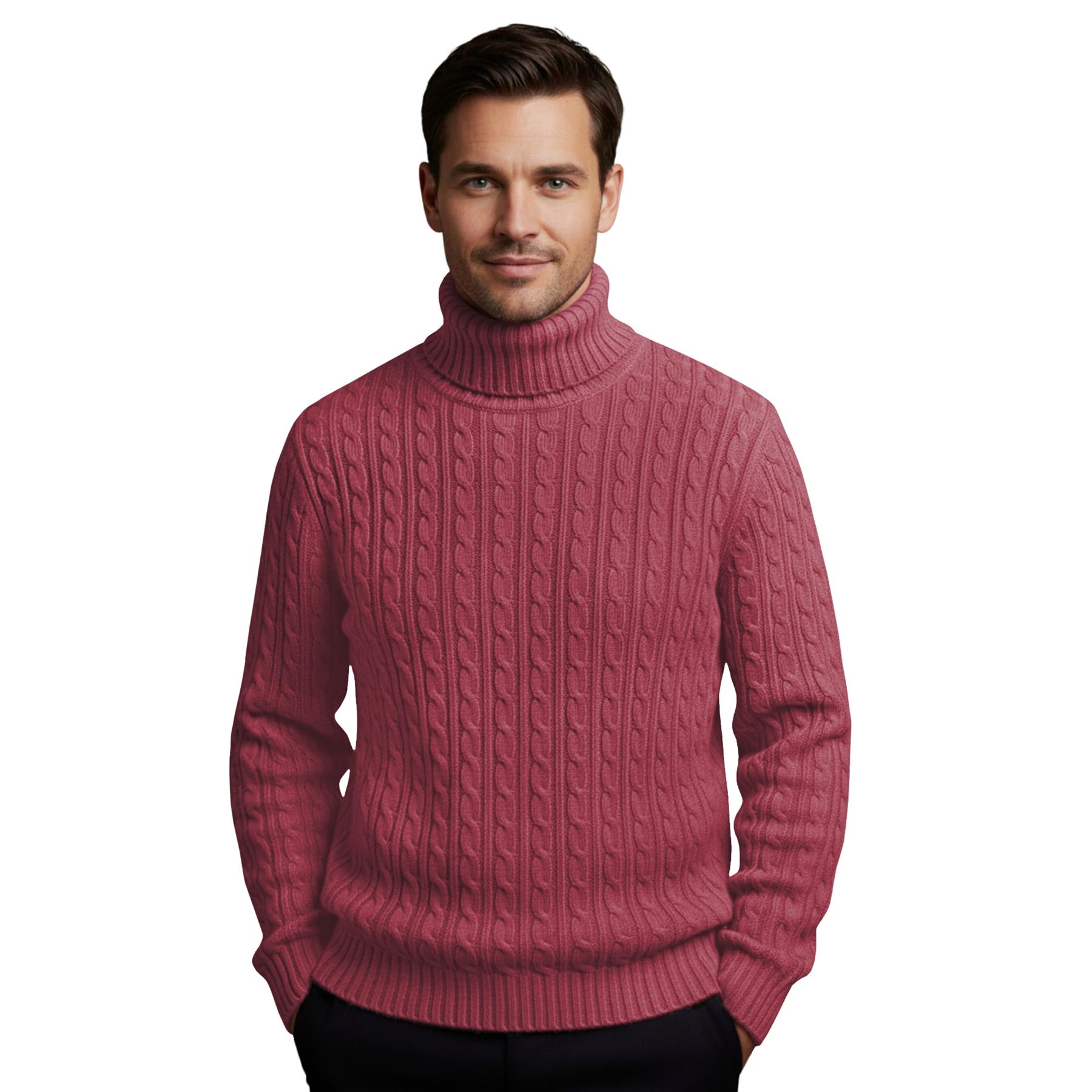 Herren Polo Rollkragen Langarm Pullover Zopfmuster Winterpullover Pulli - Bild 127 von 154