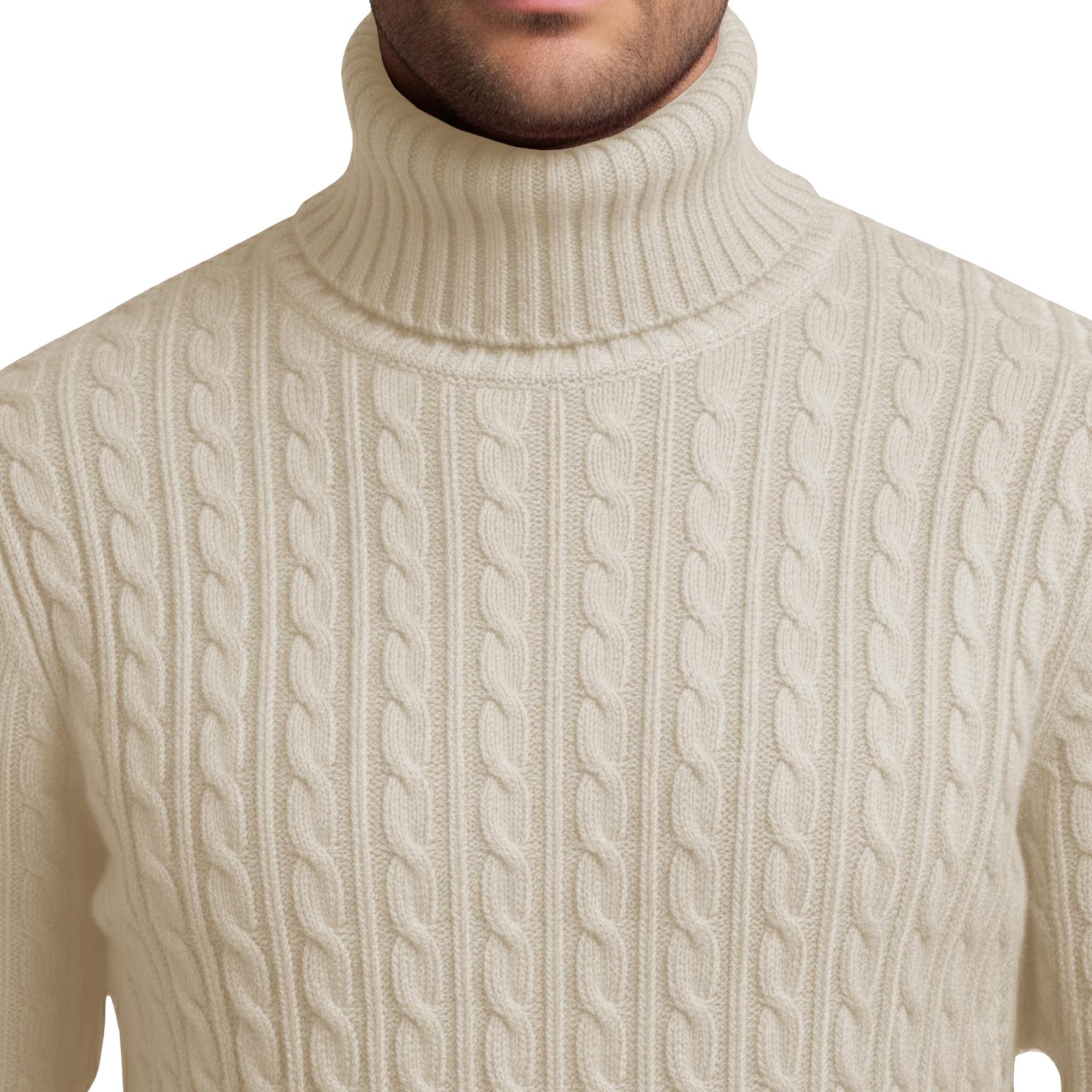 Herren Polo Rollkragen Langarm Pullover Zopfmuster Winterpullover Pulli - Bild 33 von 154