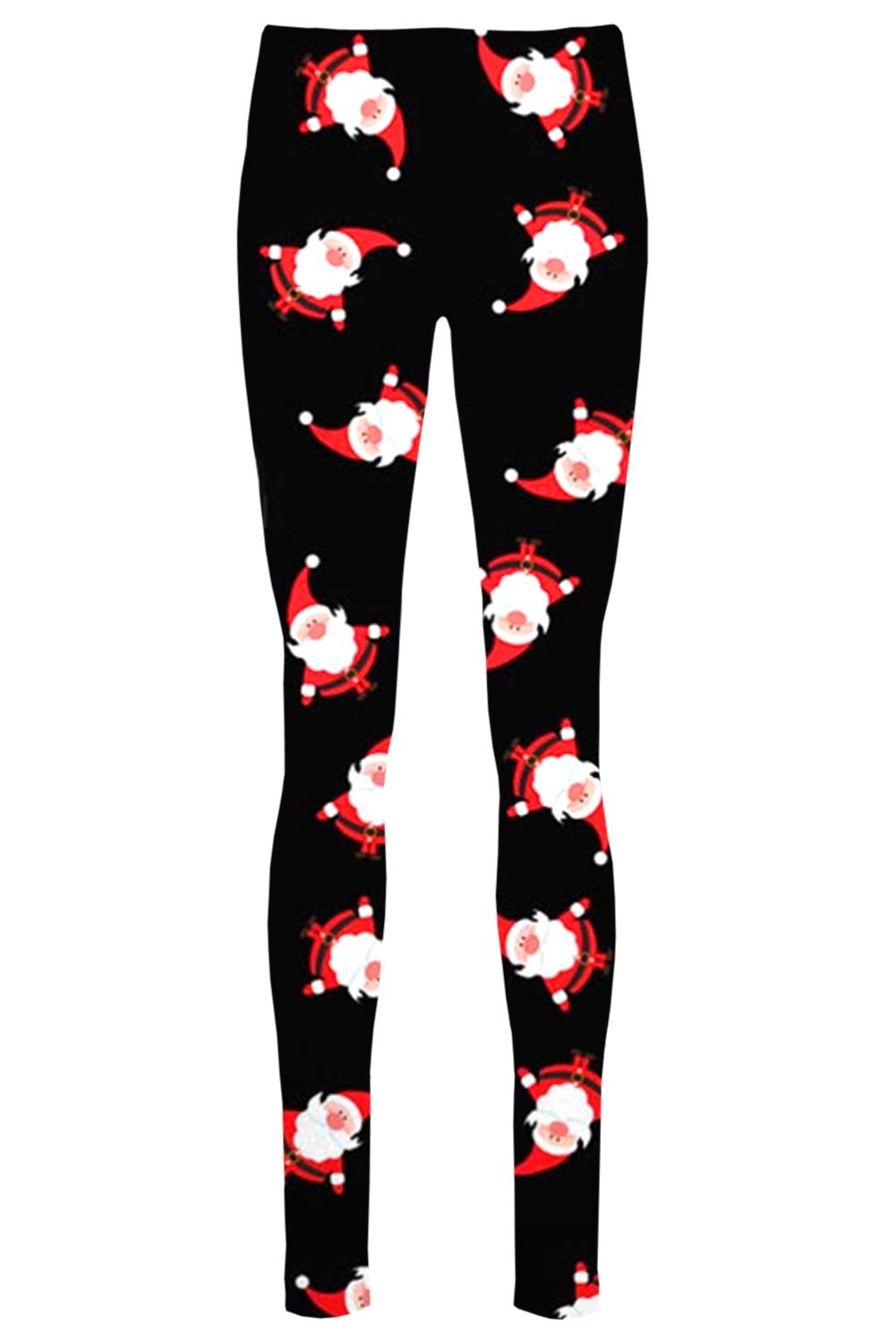 New Ladies Xmas Santa Snowman Printed 
