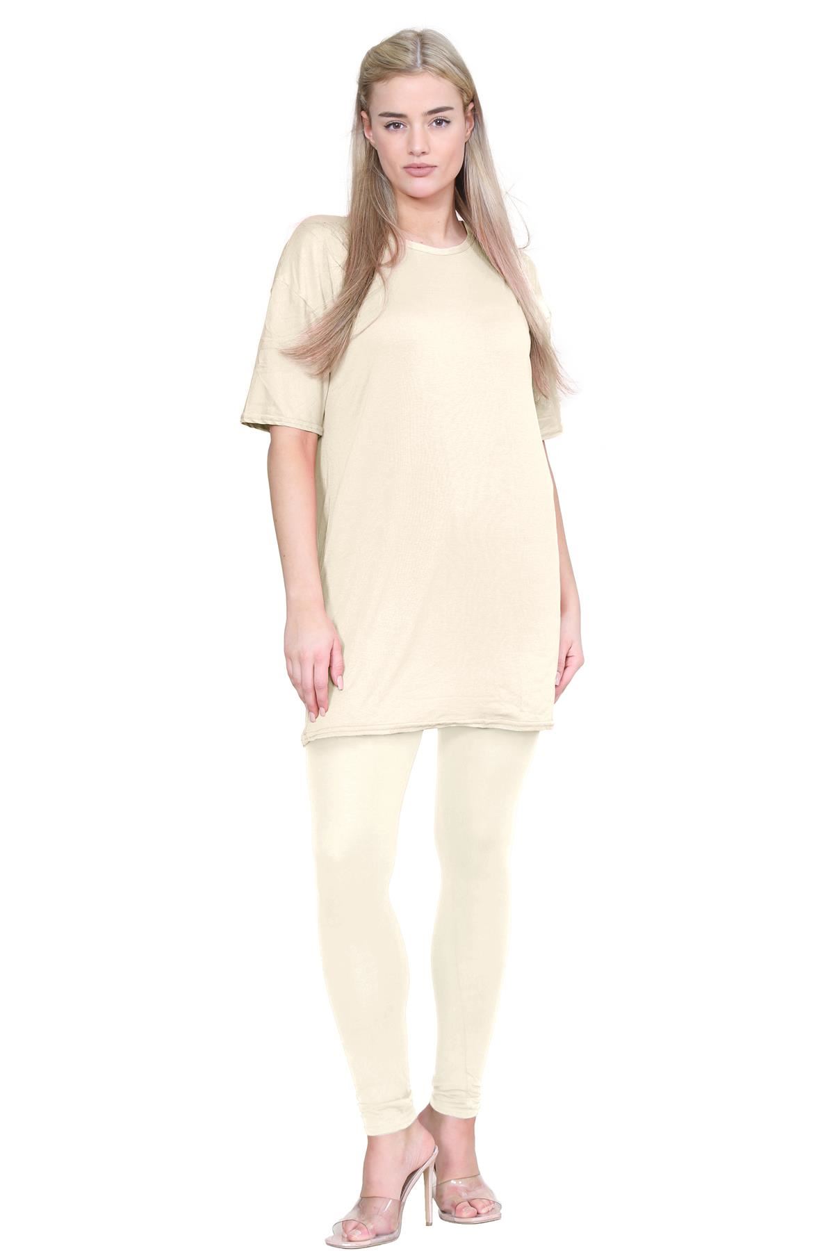 Damas Longline Suelto Camiseta Leggings Gimnasio Chándal Conjunto Coord 2 Piezas Ropa de Salón - Imagen 121 de 155