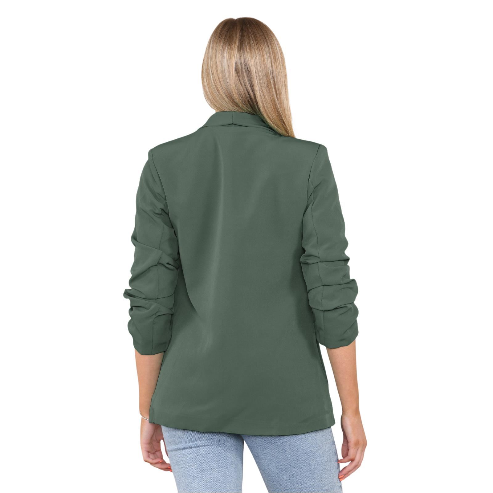 Blazer de manga acanalada para damas totalmente forrado cuello liso informal chaqueta de oficina top - Imagen 31 de 97